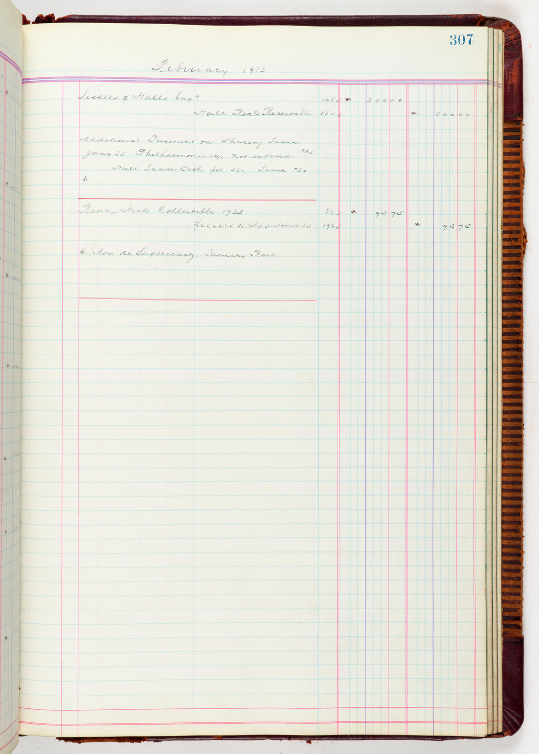 Music Hall Accounting Ledger, volume 5, page 307