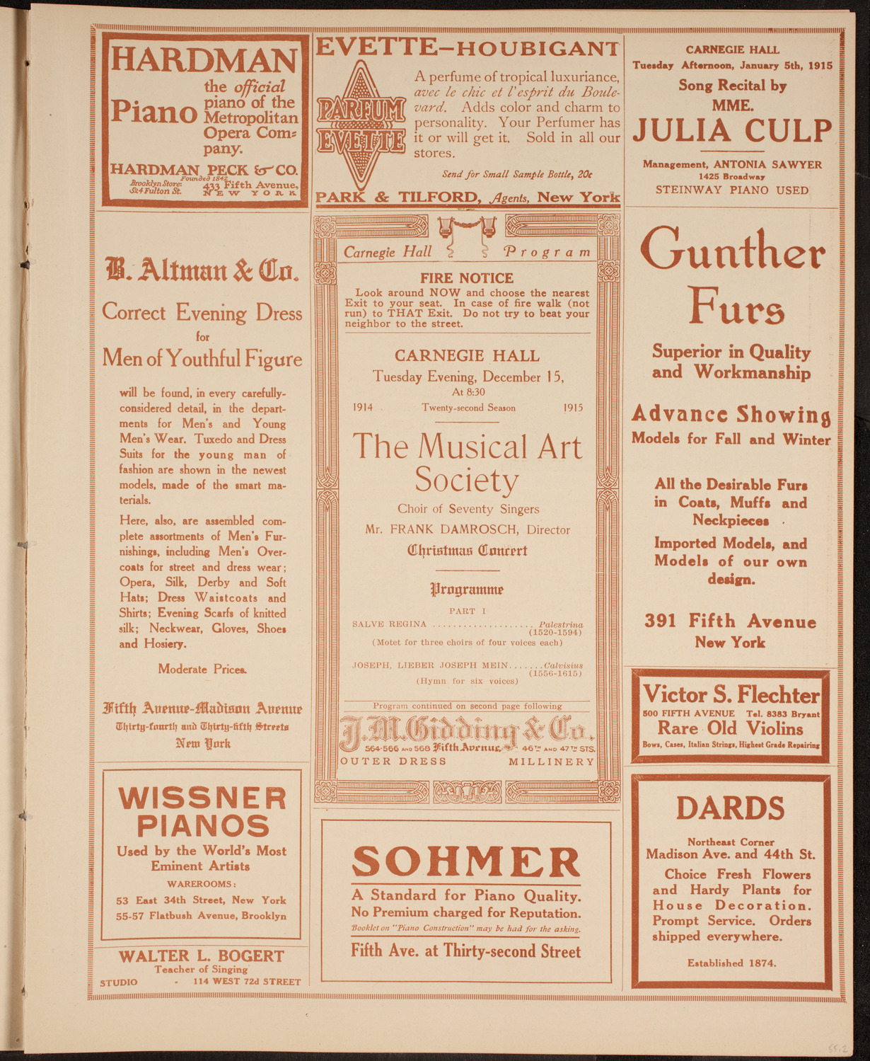 Musical Art Society of New York, December 15, 1914, program page 5