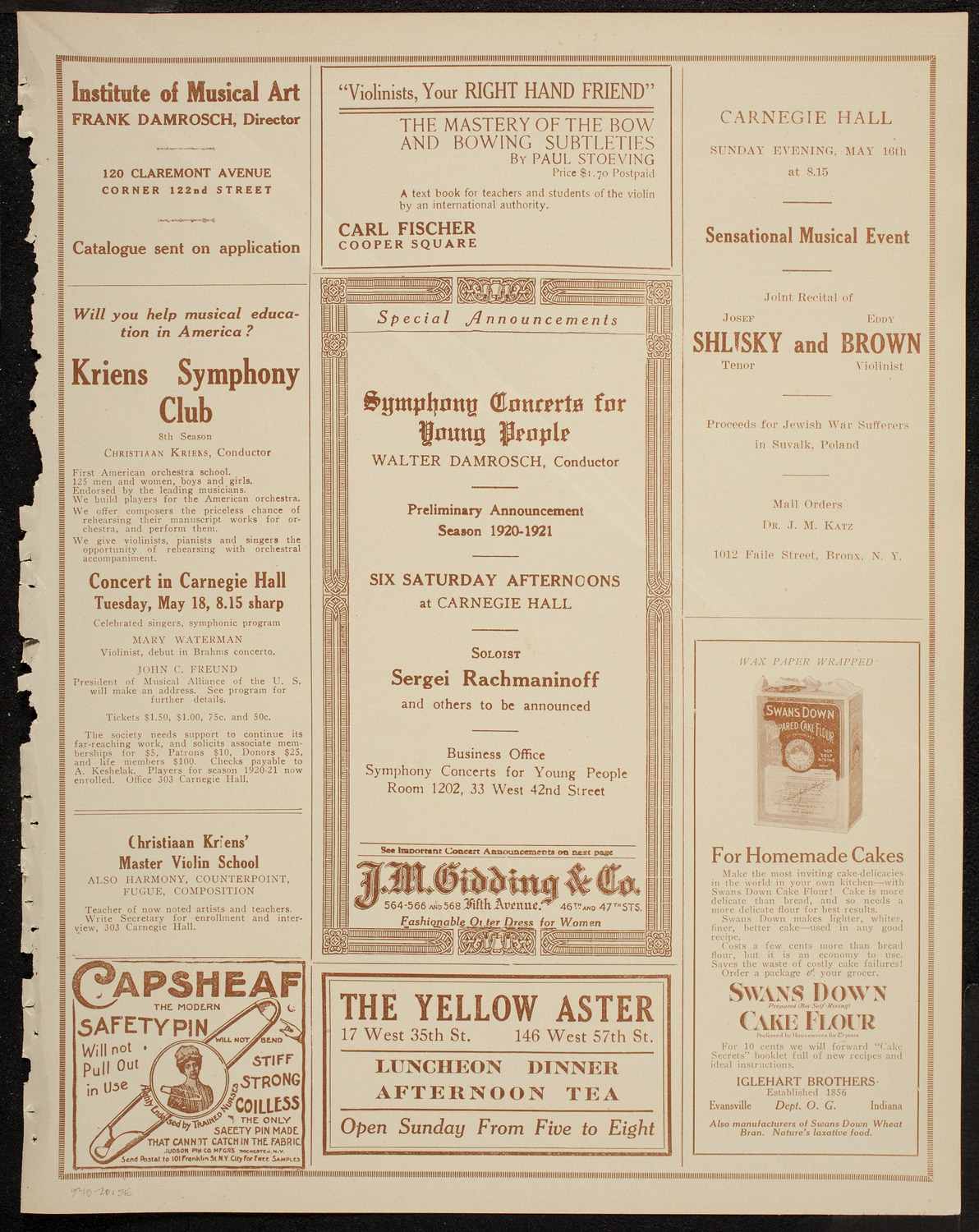 Isadora Duncan Dancers, May 15, 1920, program page 9