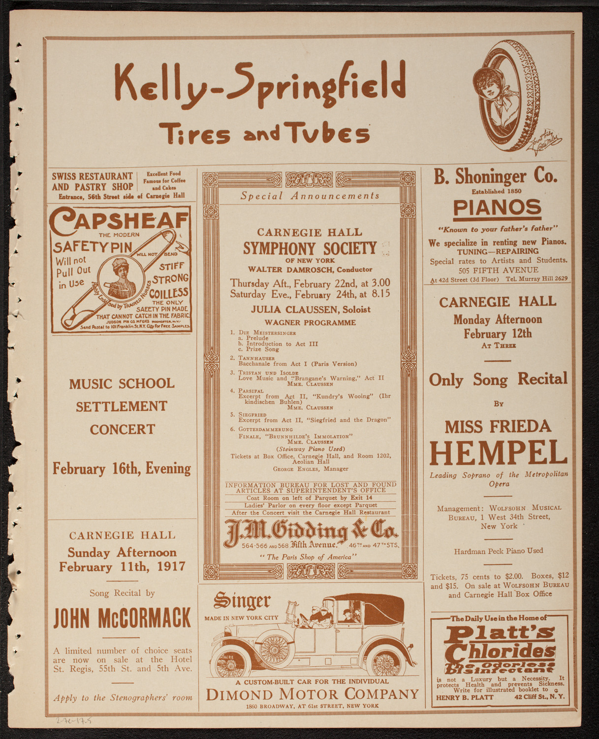 The Civic Forum, February 7, 1917, program page 9