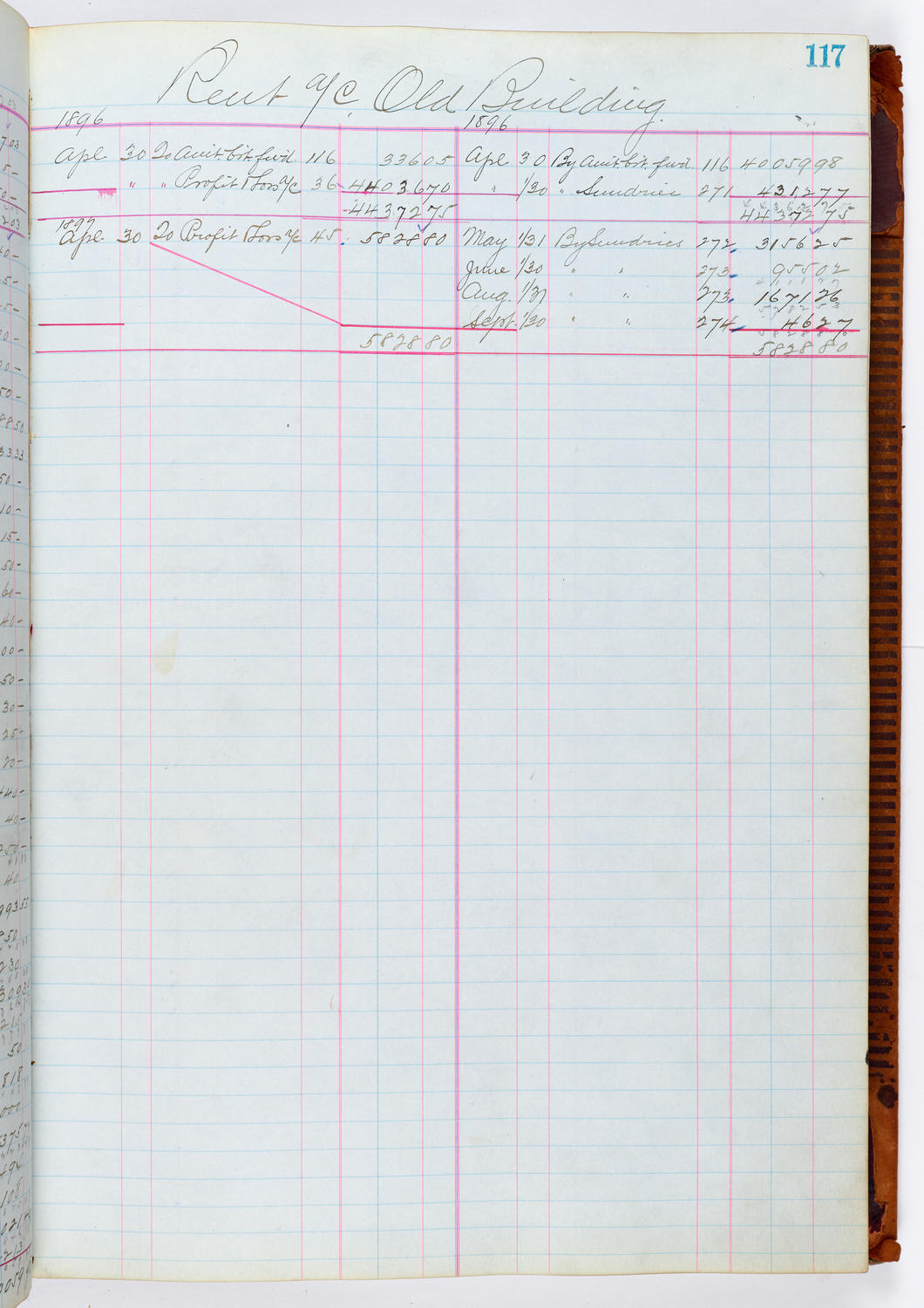 Music Hall Accounting Ledger, volume 1, page 117