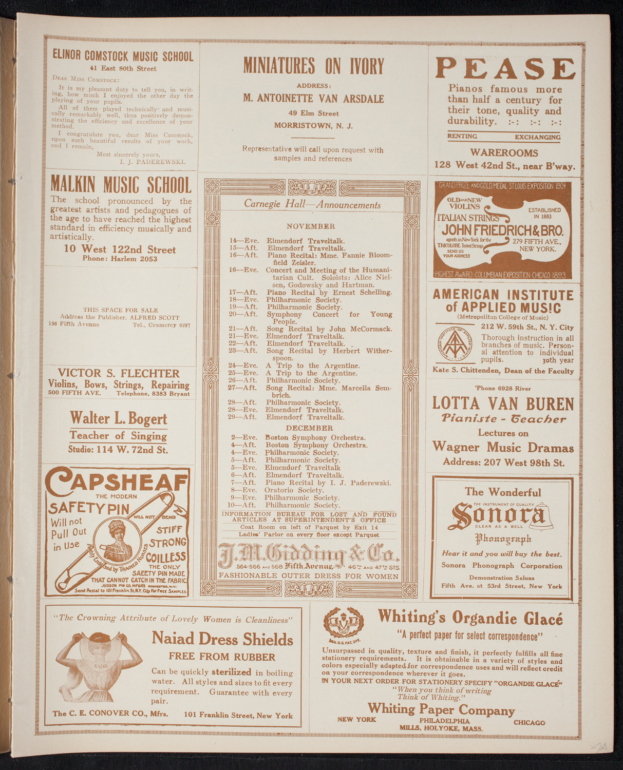 New York Philharmonic, November 14, 1915, program page 3