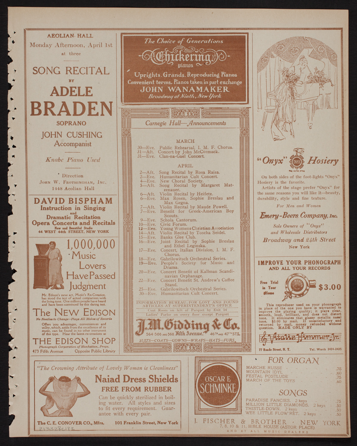 Oratorio Society of New York, March 28, 1918, program page 3