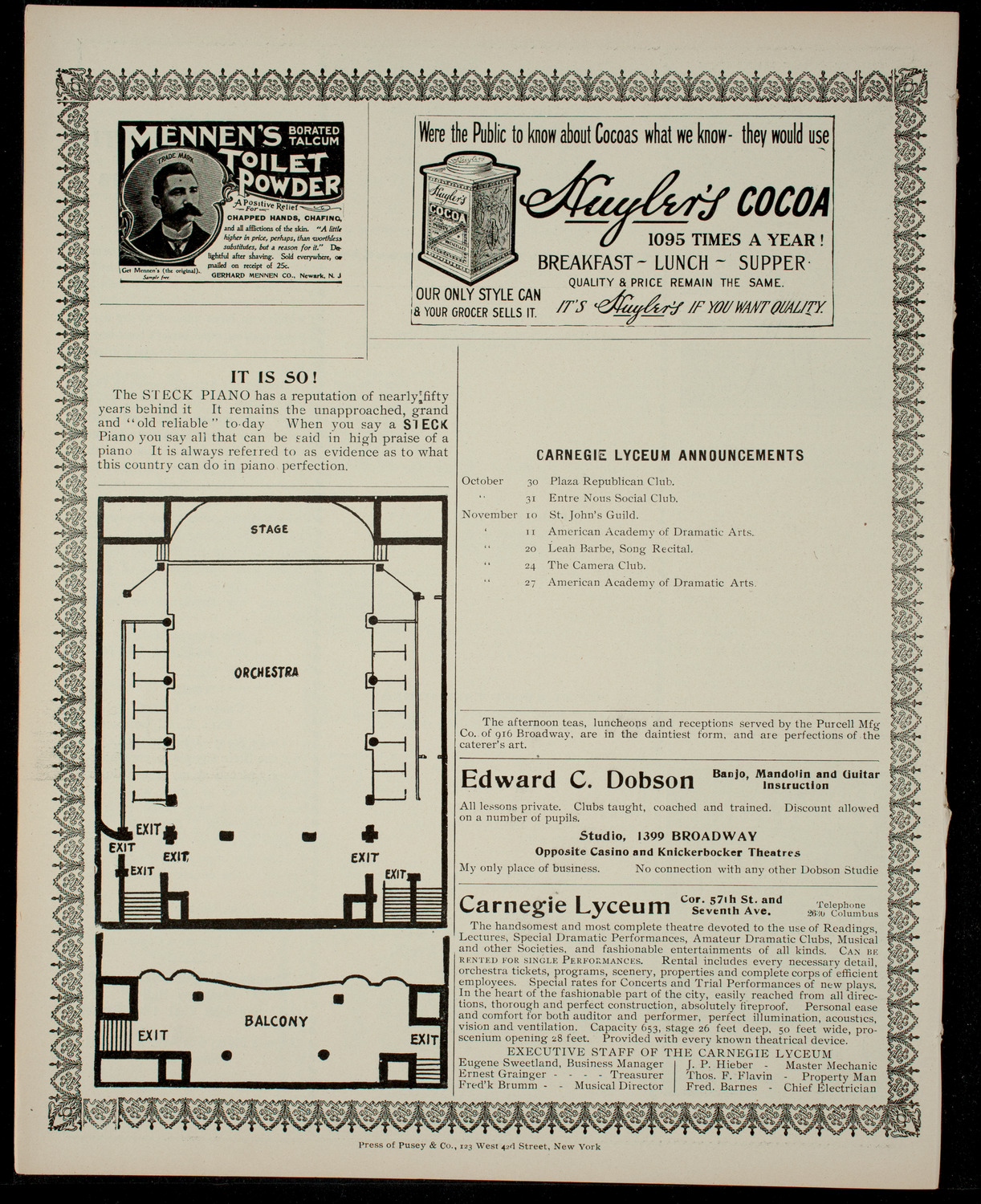 Academy Stock Company of the American Academy of Dramatic Arts/ Empire Theatre Dramatic School, October 27, 1903, program page 4