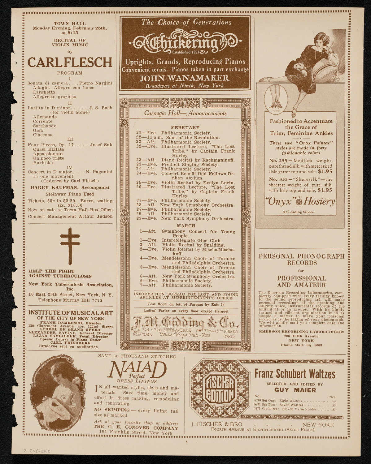 Max Barnett, Piano, February 20, 1924, program page 3