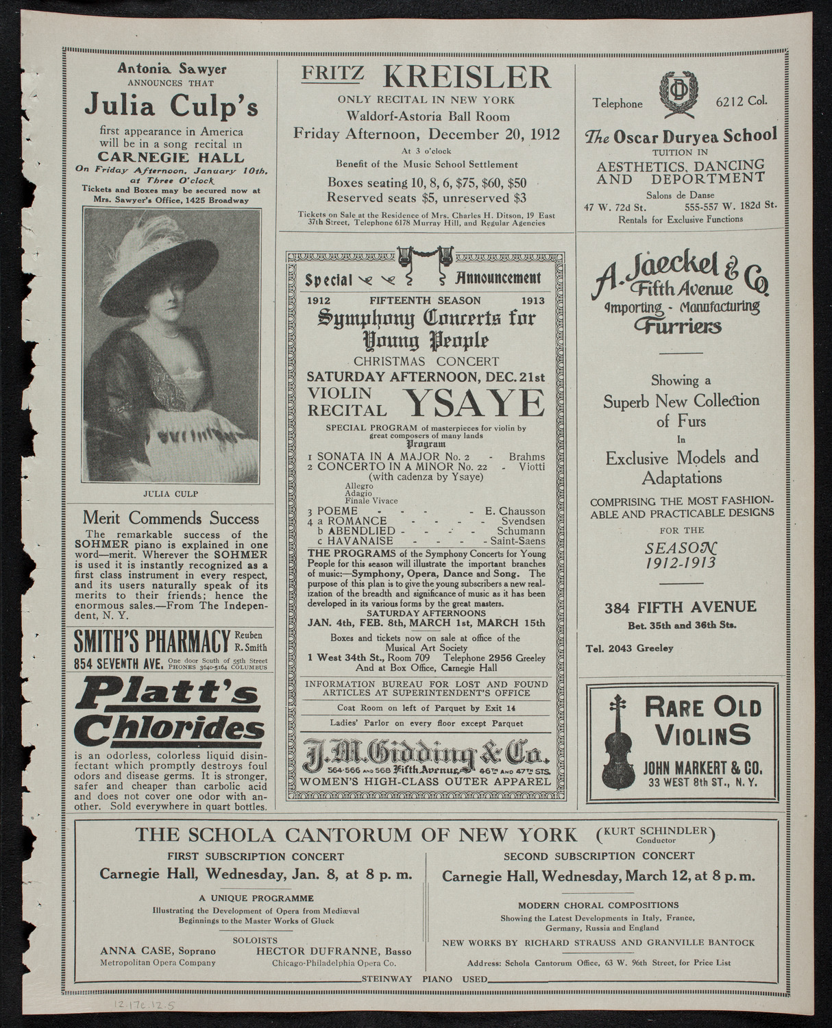 Musical Art Society of New York, December 17, 1912, program page 9