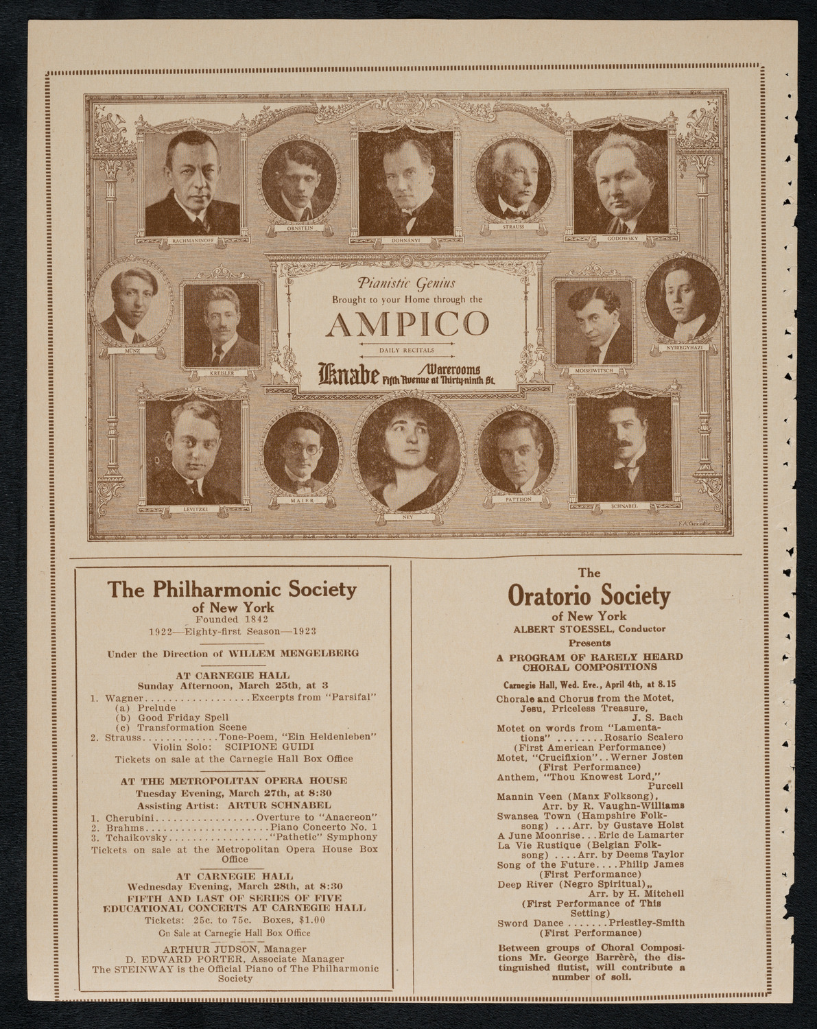 New York Symphony Orchestra, March 23, 1923, program page 12