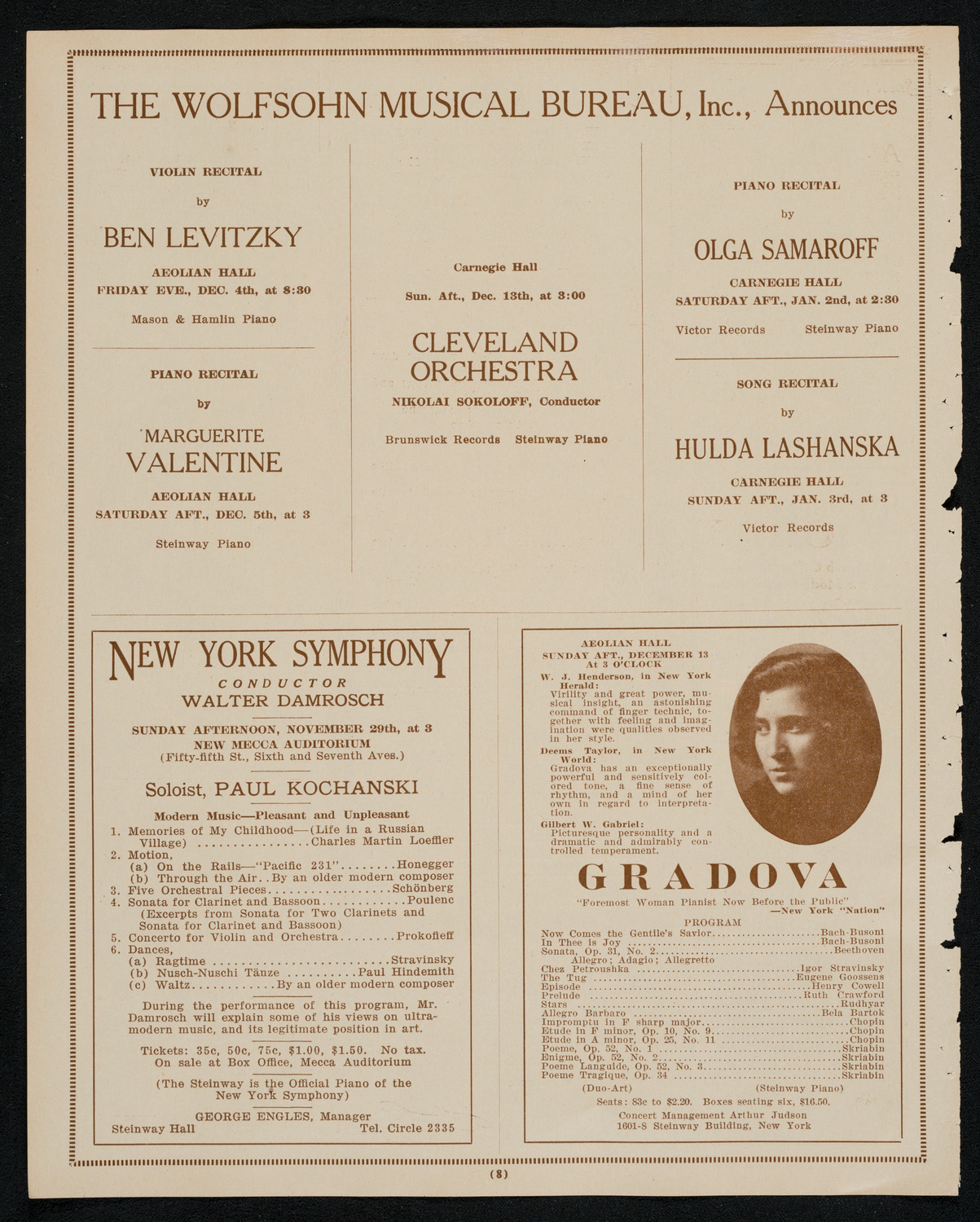 Ernest Hutcheson, Piano, November 24, 1925, program page 8