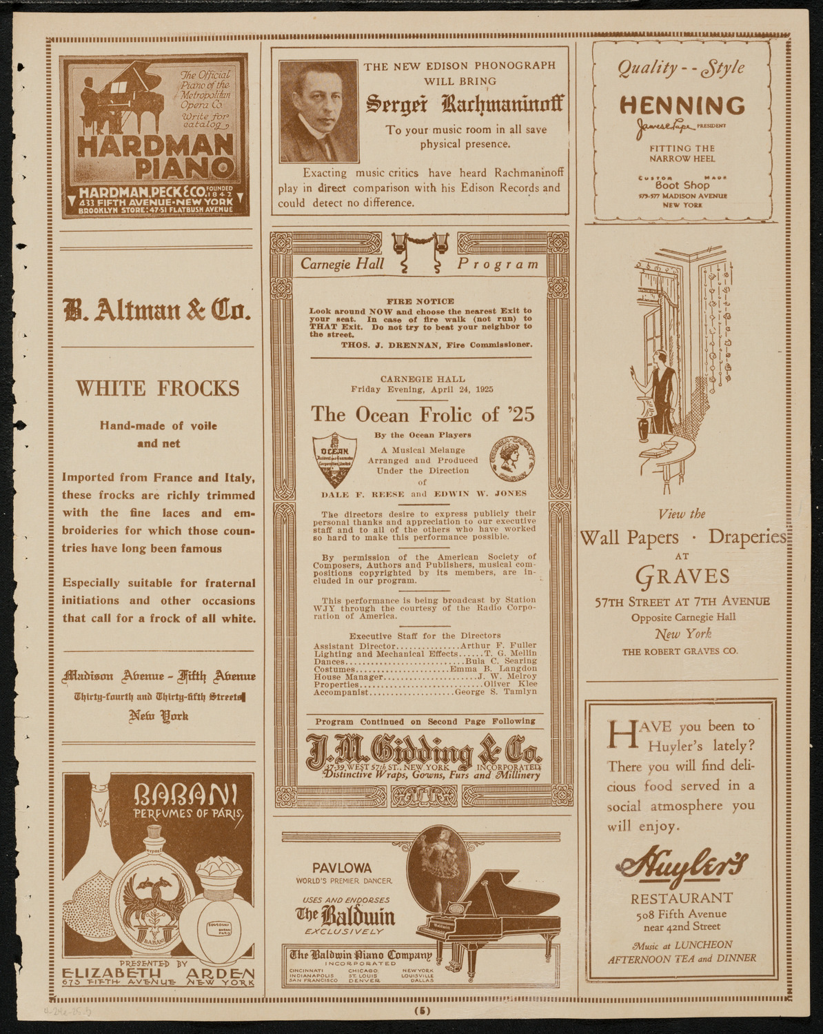 Ocean Players: The Ocean Frolic of '25, April 24, 1925, program page 5