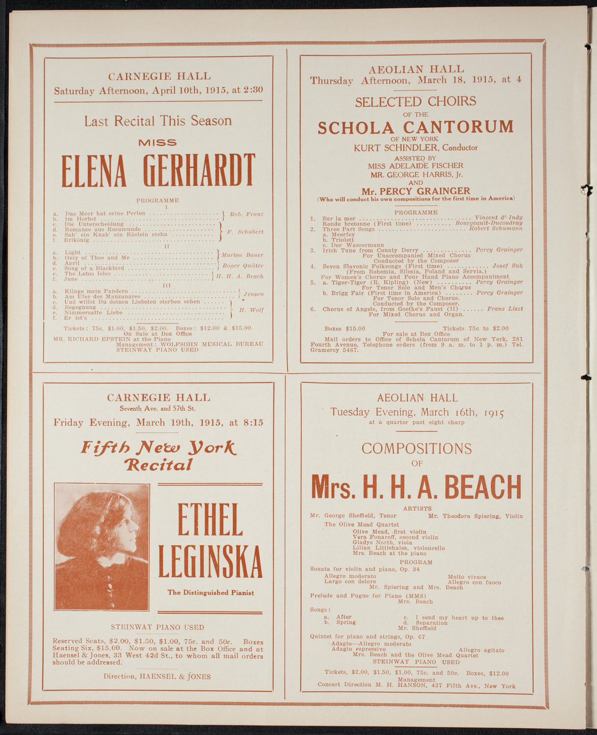 Musical Art Society of New York, March 11, 1915, program page 10