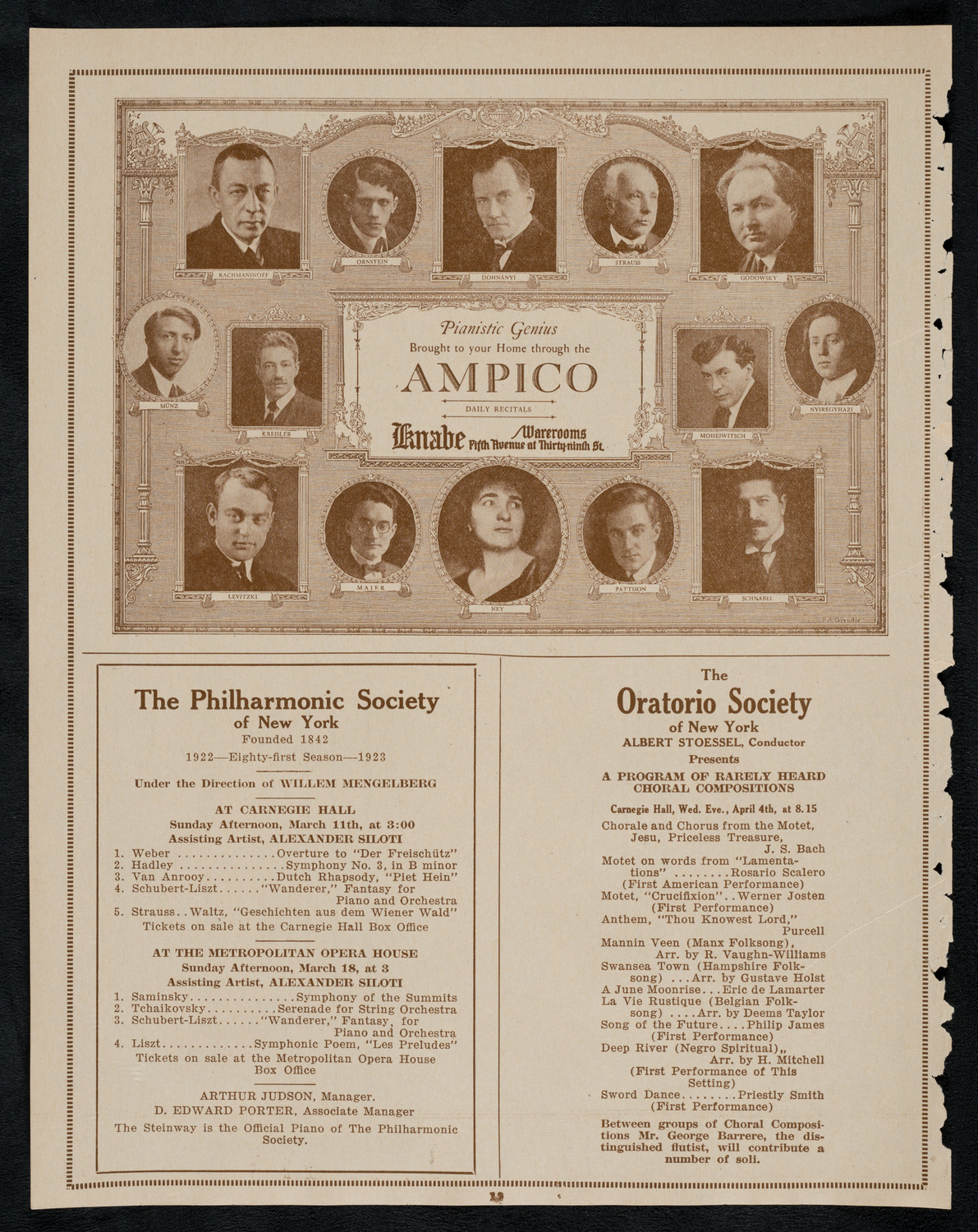 City Symphony Orchestra, March 10, 1923, program page 12