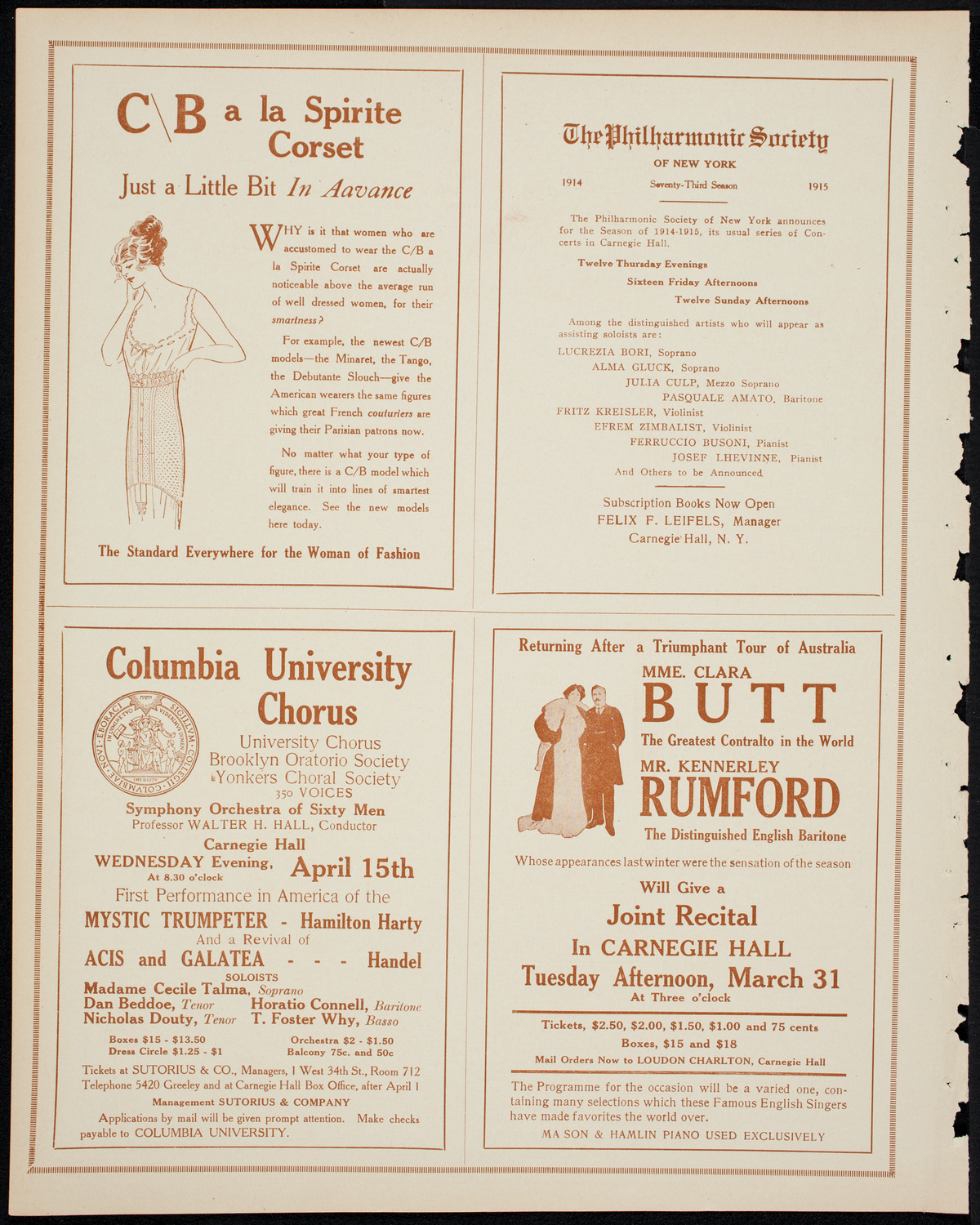 Francis MacMillen, Violin, March 25, 1914, program page 8
