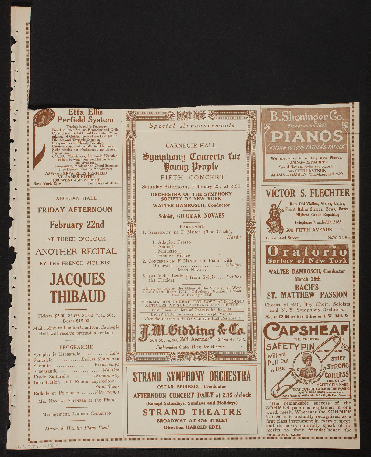 New York Symphony Orchestra, February 20, 1918, program page 9