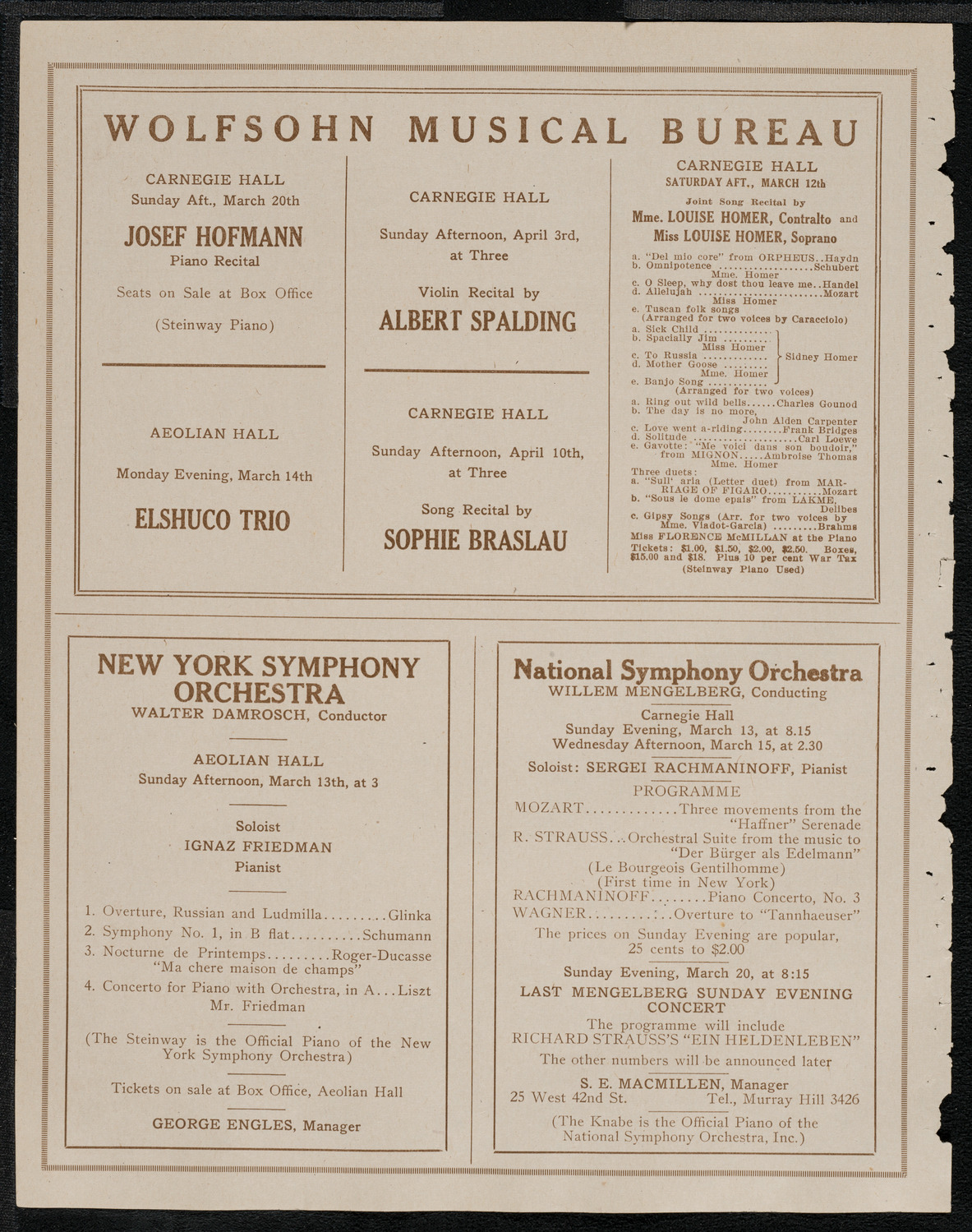 New York Philharmonic, March 11, 1921, program page 8