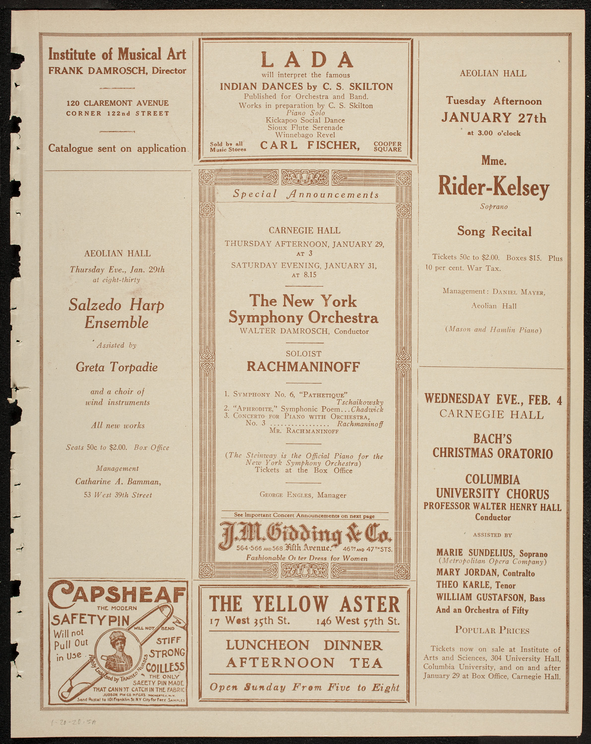 Lada (Concert Dancer) with Symphony Orchestra, January 20, 1920, program page 9