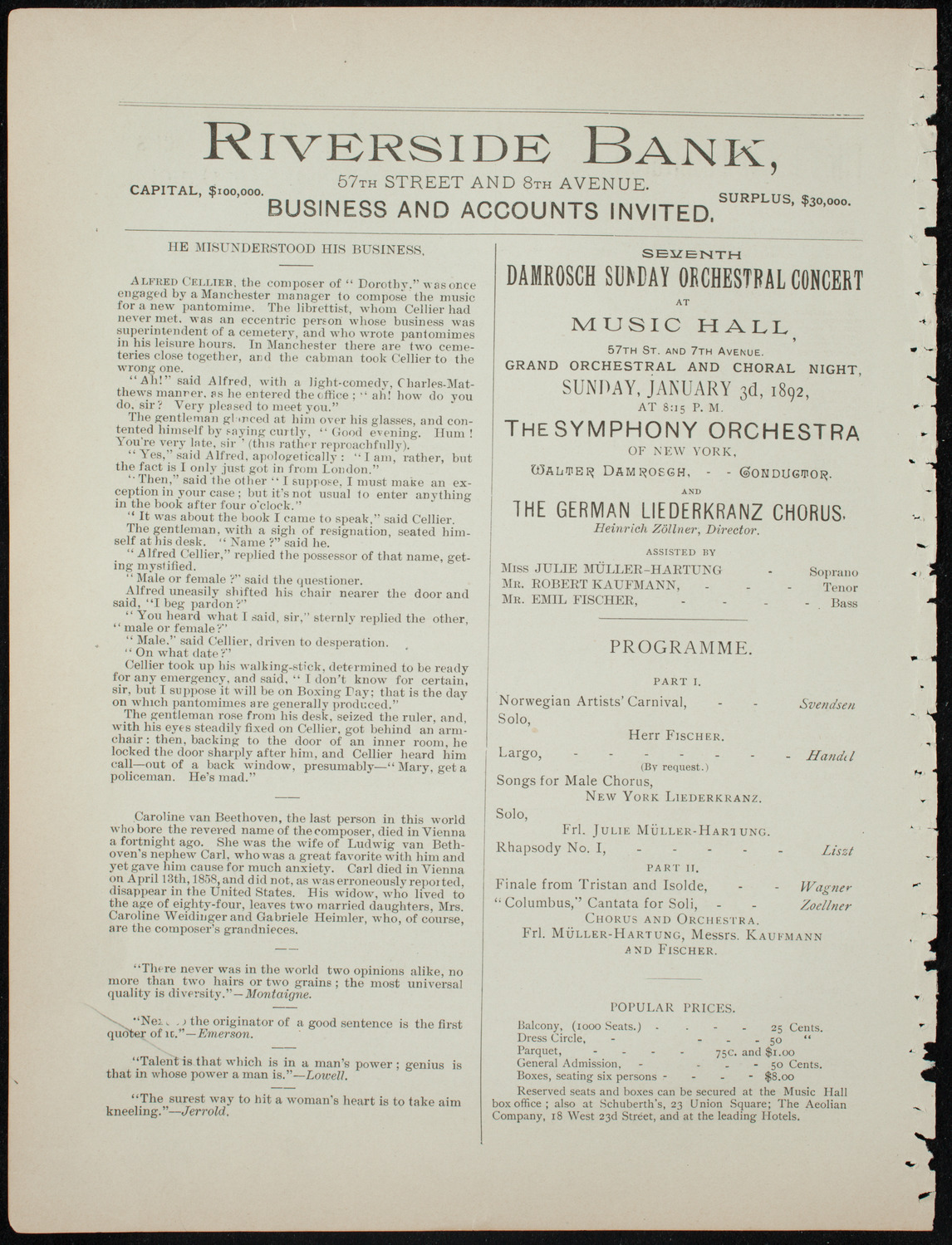 Oratorio Society of New York, December 31, 1891, program page 8