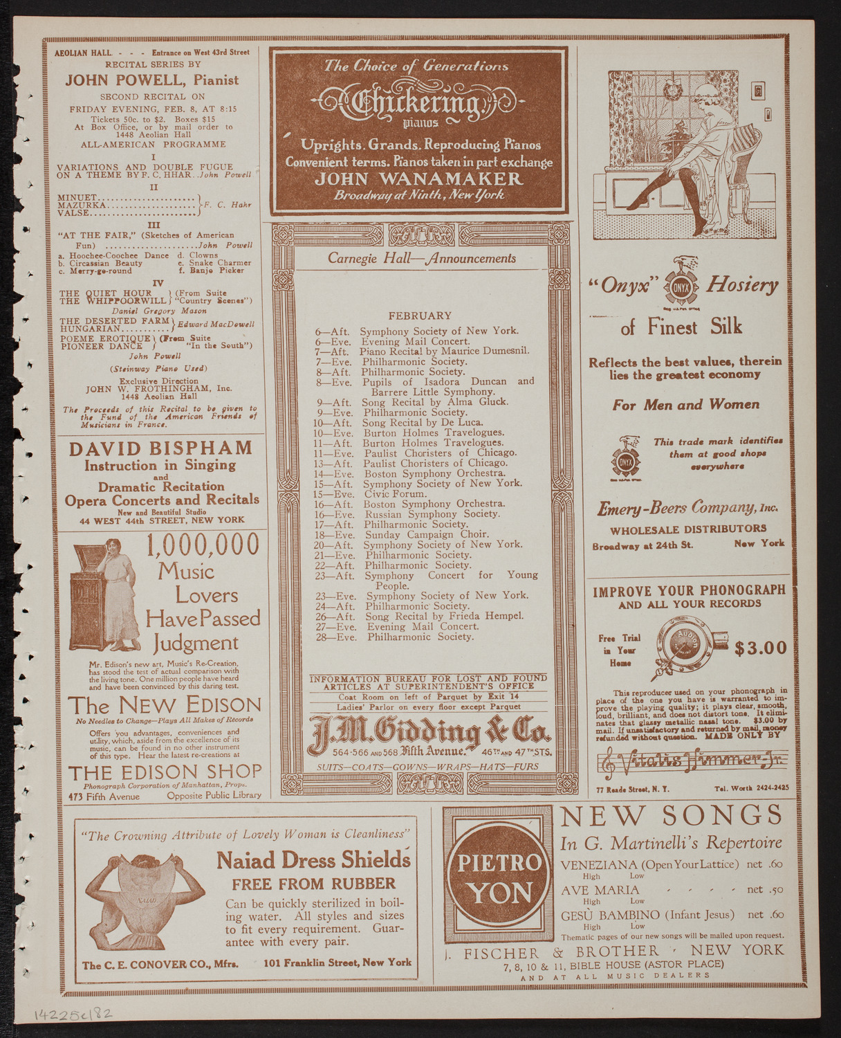 Mendelssohn Glee Club, February 5, 1918, program page 3