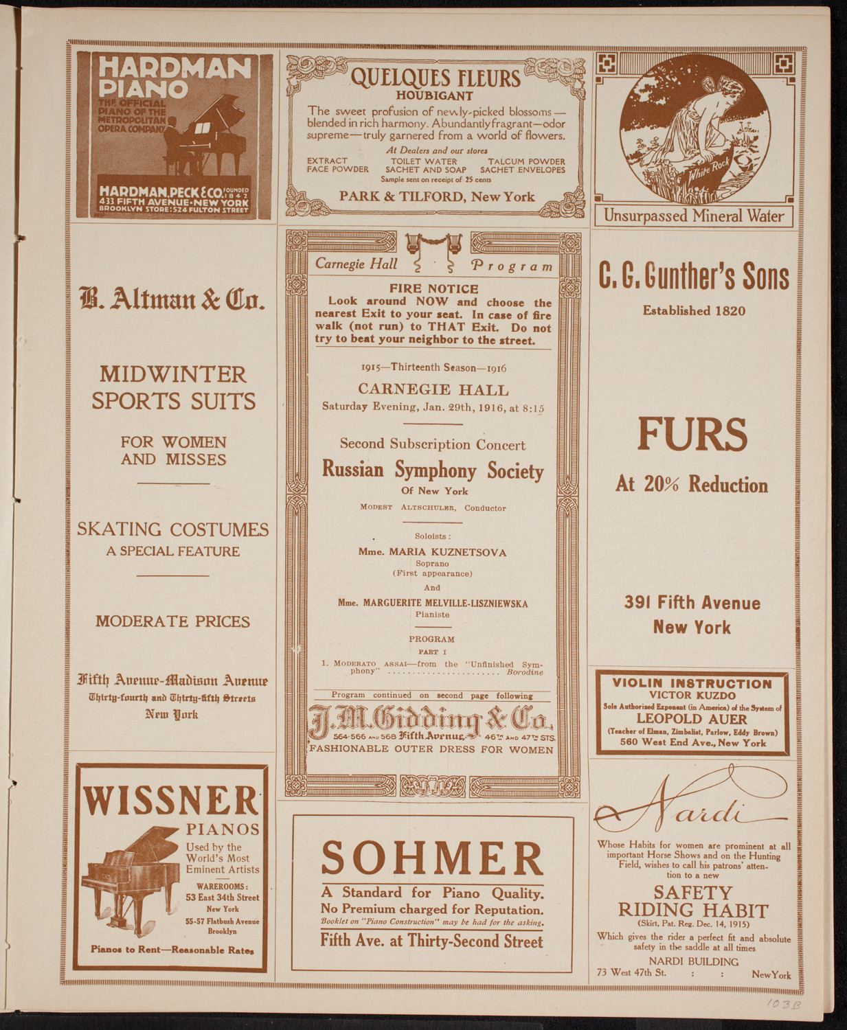 Russian Symphony Society of New York, January 29, 1916, program page 5