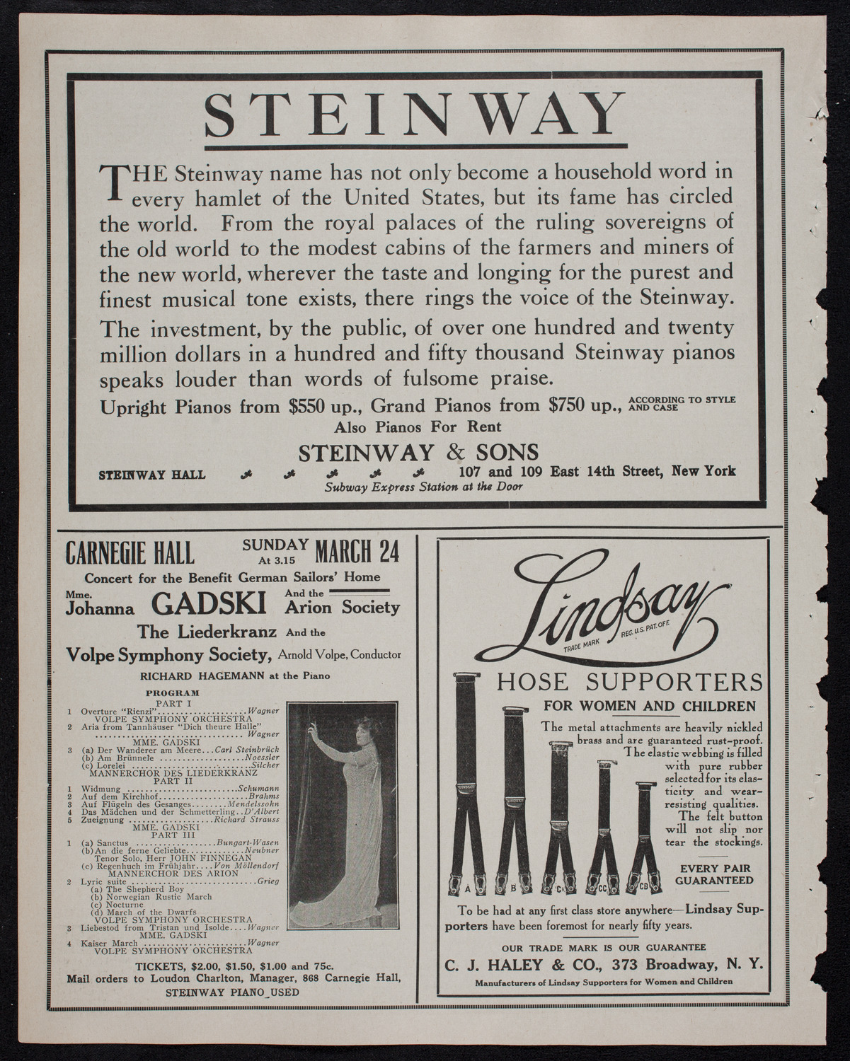 New York Philharmonic, March 14, 1912, program page 4