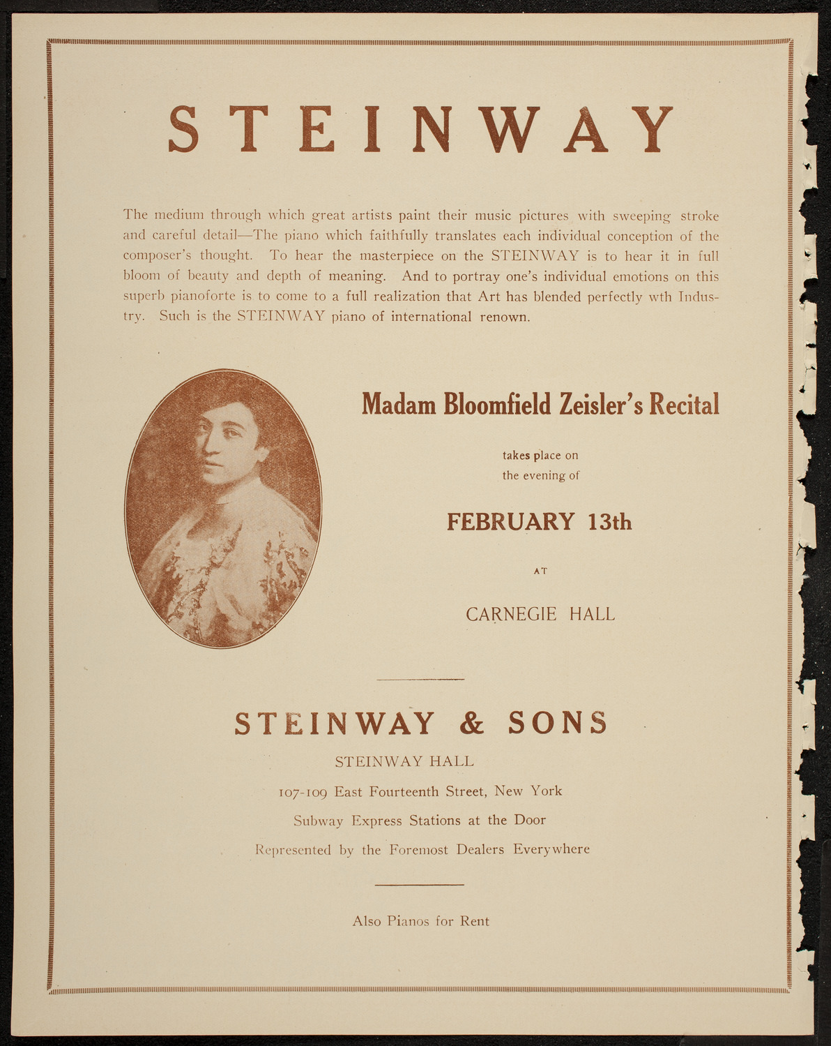 Evening Mail Save-A-Home Fund Concert: New York Philharmonic, February 11, 1920, program page 4