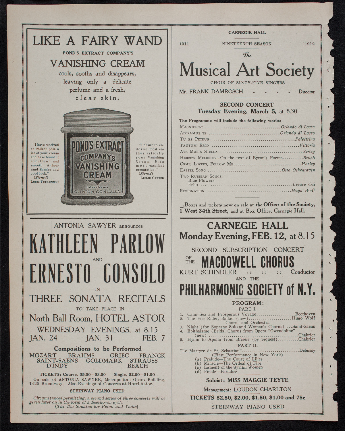 Oscar Seagle, Tenor, January 18, 1912, program page 8