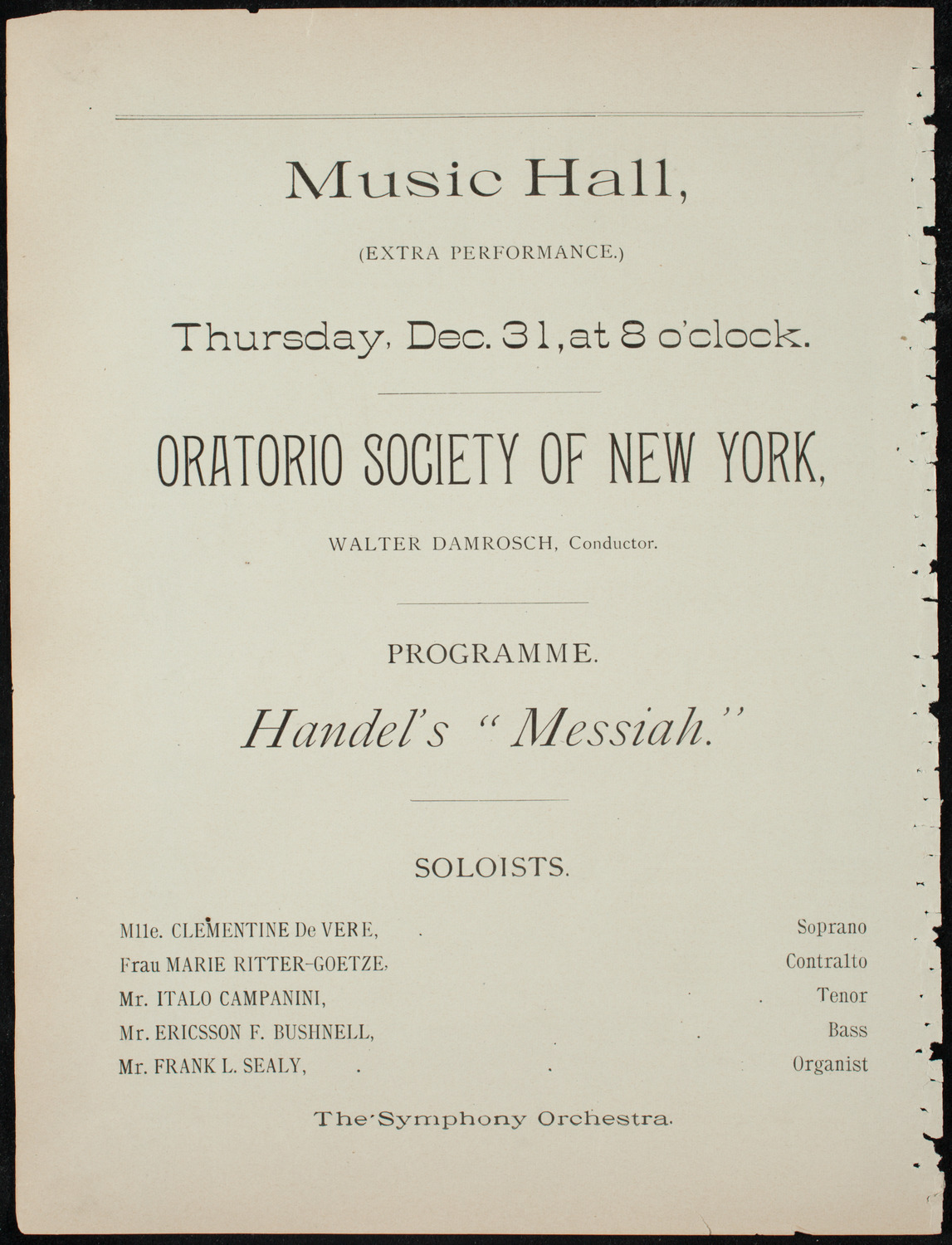 Oratorio Society of New York, December 31, 1891, program page 6