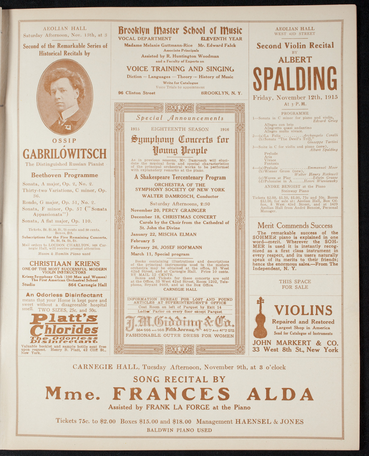 Ernestine Schumann-Heink, Mezzo-Soprano, November 2, 1915, program page 9