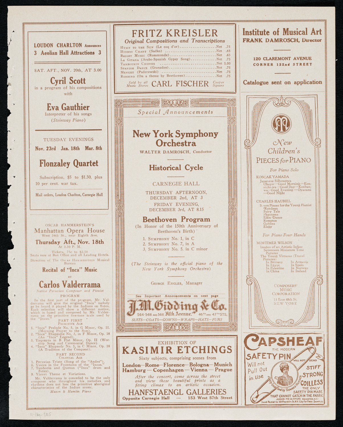 National Symphony Orchestra, November 16, 1920, program page 9