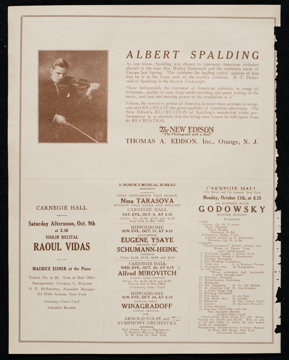 National Symphony Orchestra, October 8, 1920, program page 2