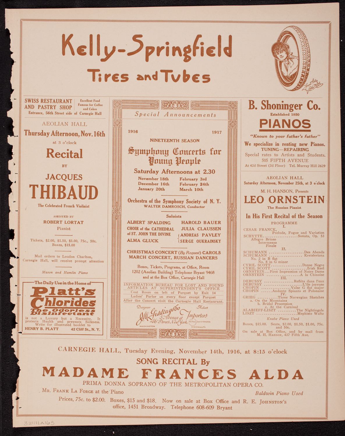 Alma Gluck, Soprano, November 11, 1916, program page 9