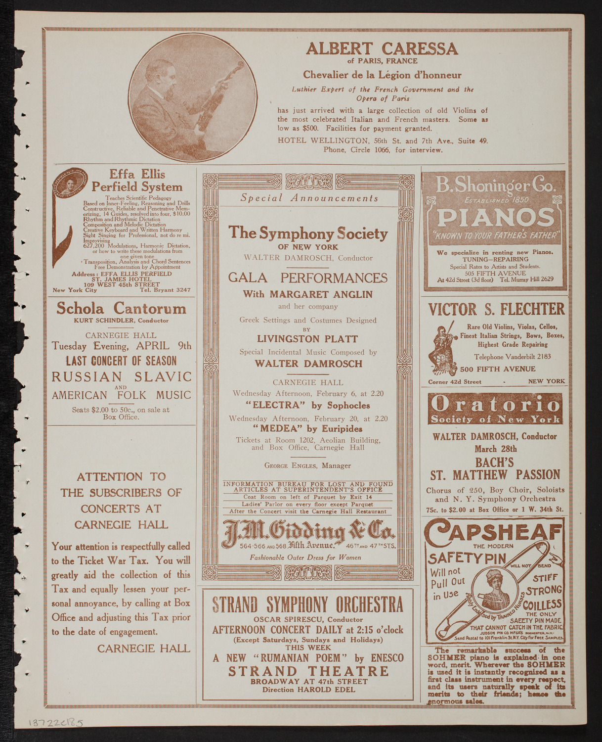 New York Symphony Orchestra, February 2, 1918, program page 9