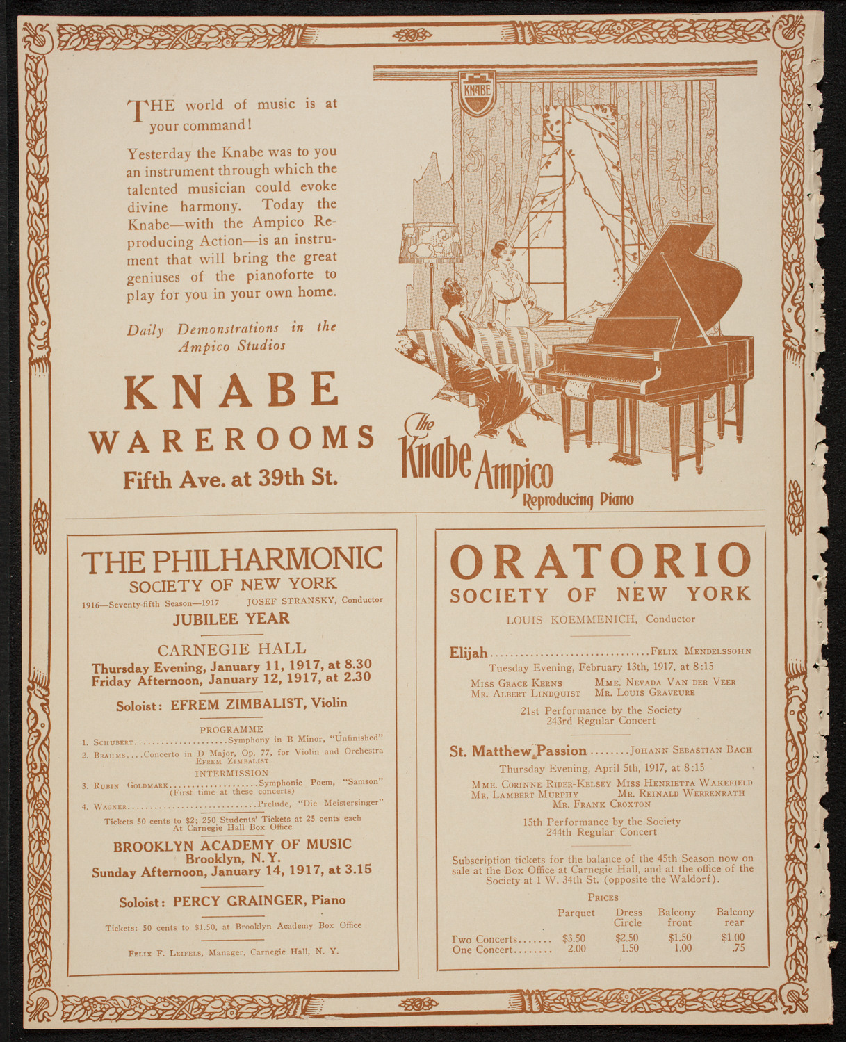 Philadelphia Orchestra, January 11, 1917, program page 16