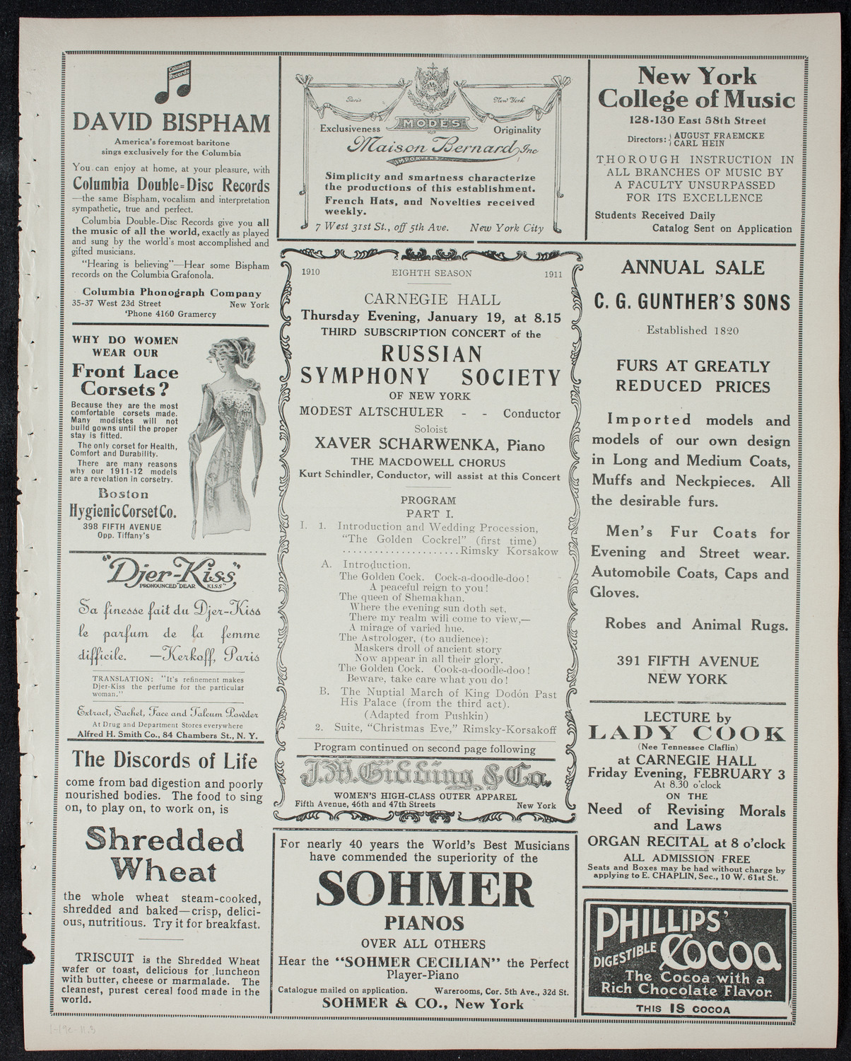 Russian Symphony Society of New York, January 19, 1911, program page 5