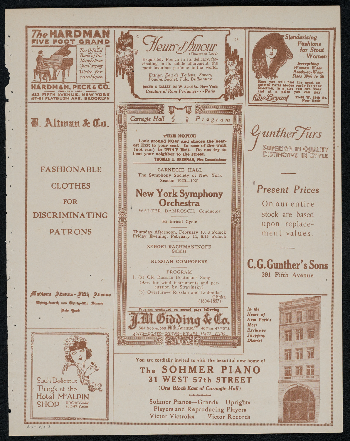 New York Symphony Orchestra, February 10, 1921, program page 5