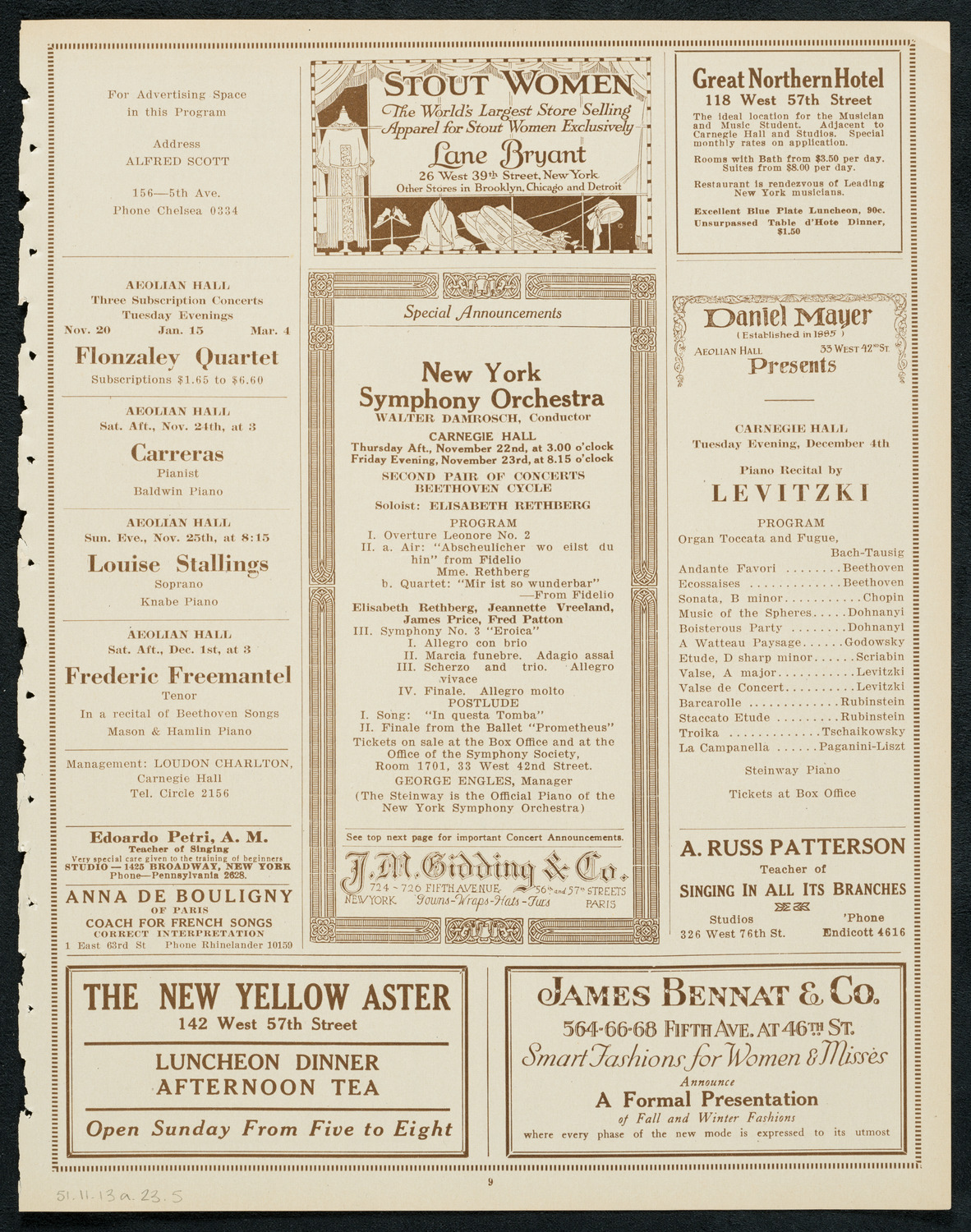 Pavel Ludikar, Bronislaw Huberman, and Alexander Borovsky, November 13, 1923, program page 9