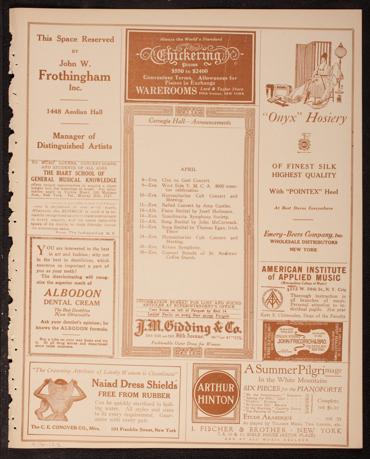 New York Banks' Glee Club, April 7, 1917, program page 3