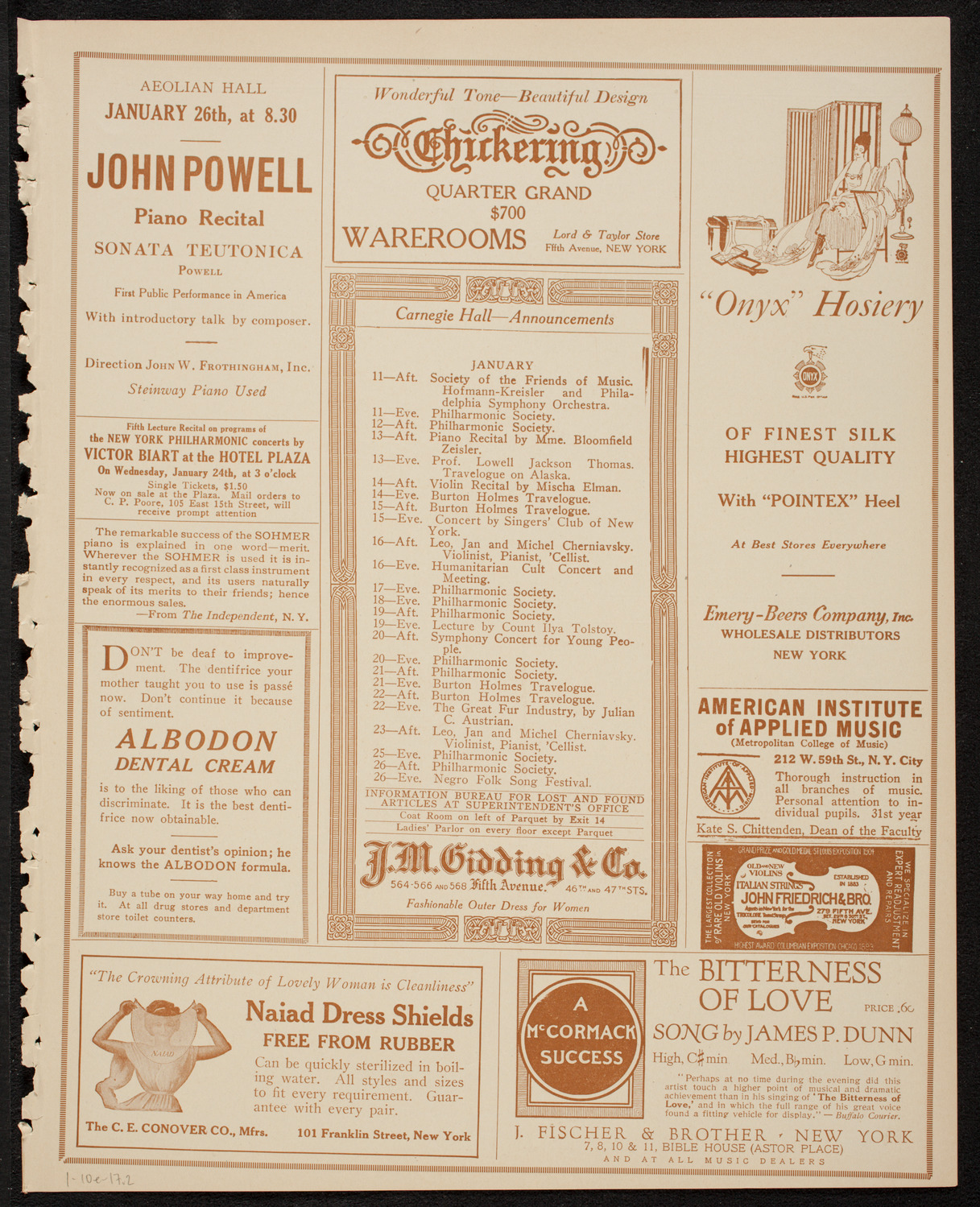 The Civic Forum, January 10, 1917, program page 3