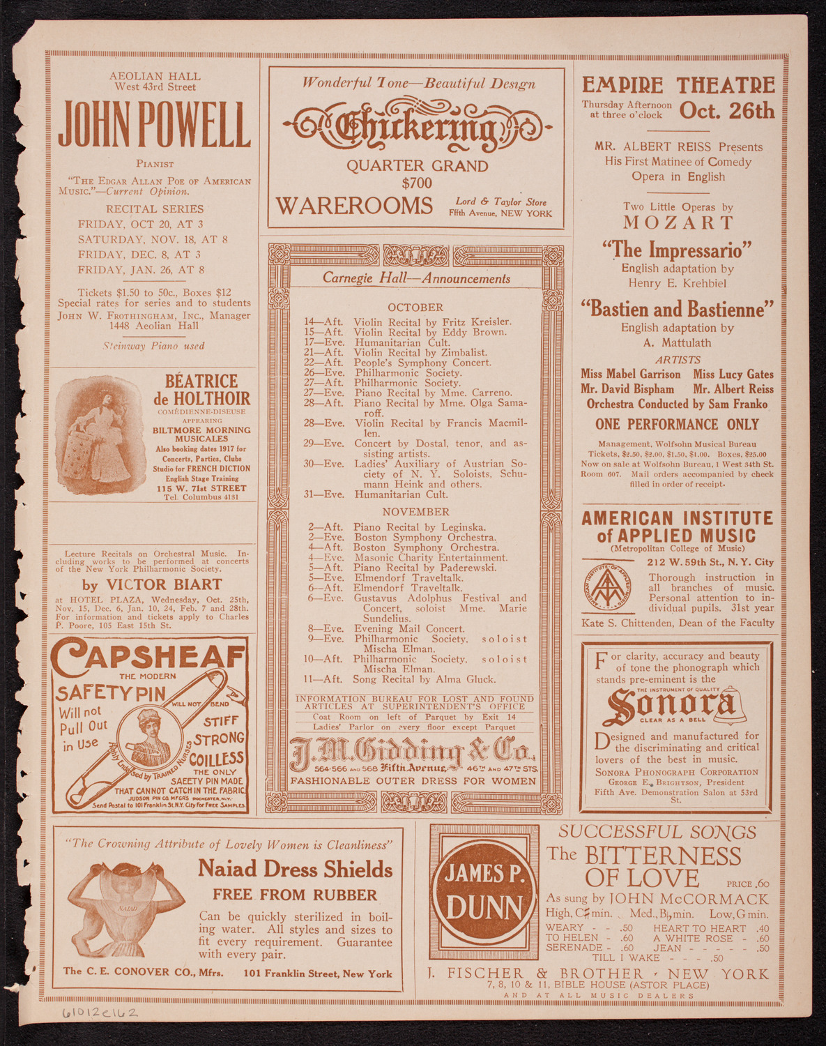 Columbus Day Celebration, October 12, 1916, program page 3