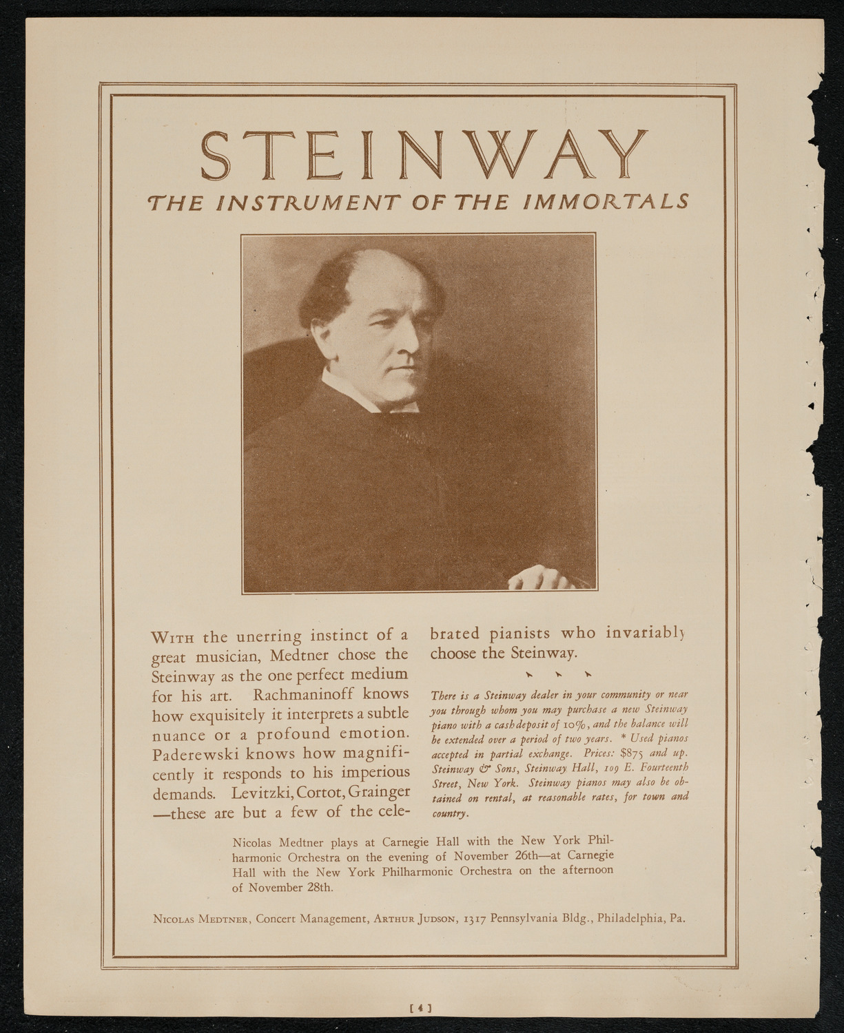 New York Philharmonic, November 28, 1924, program page 4