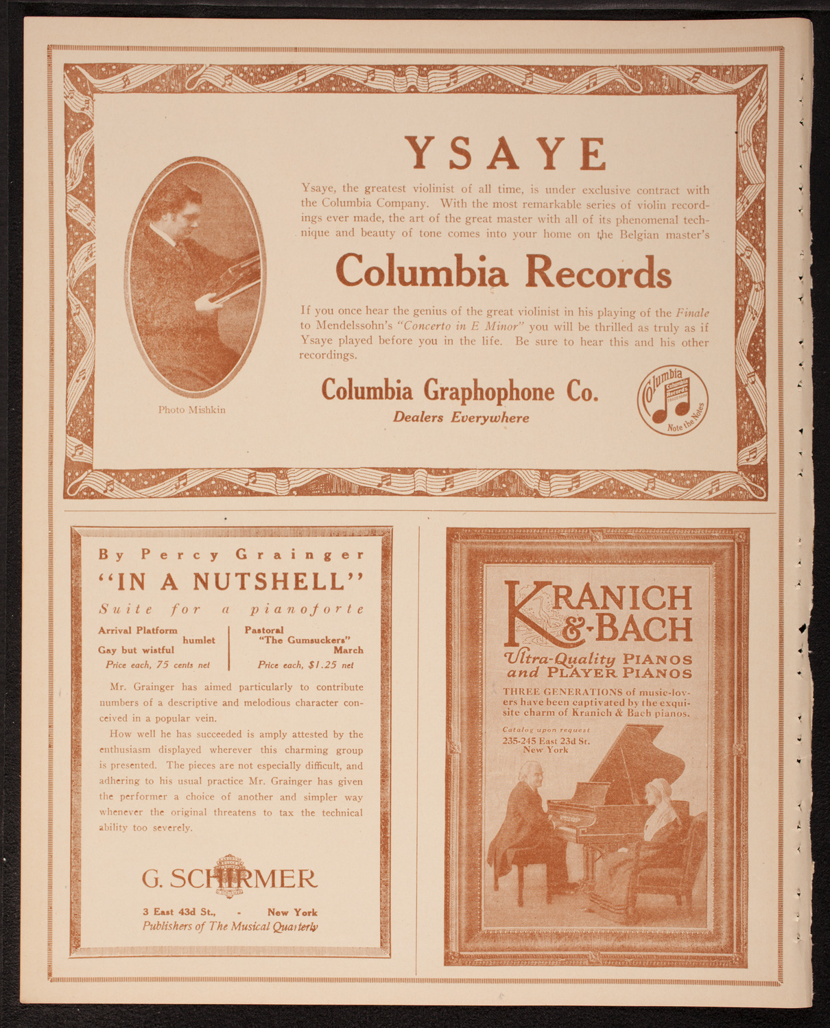 Eugène Ysaÿe, Violin, March 3, 1917, program page 6