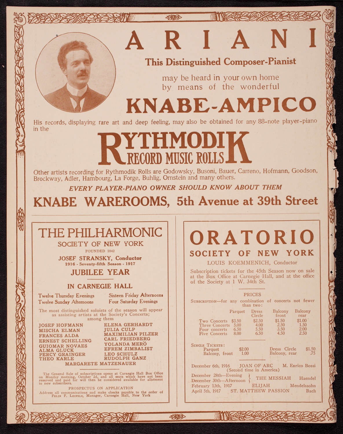 Fritz Kreisler, Violin, October 14, 1916, program page 12