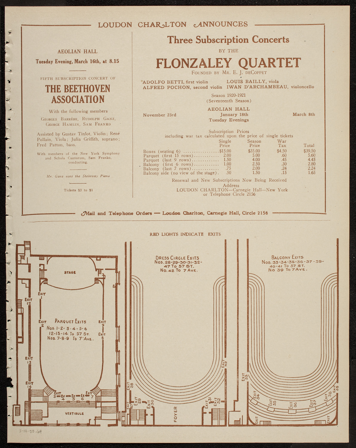 Josef Hofmann, Piano, March 13, 1920, program page 11