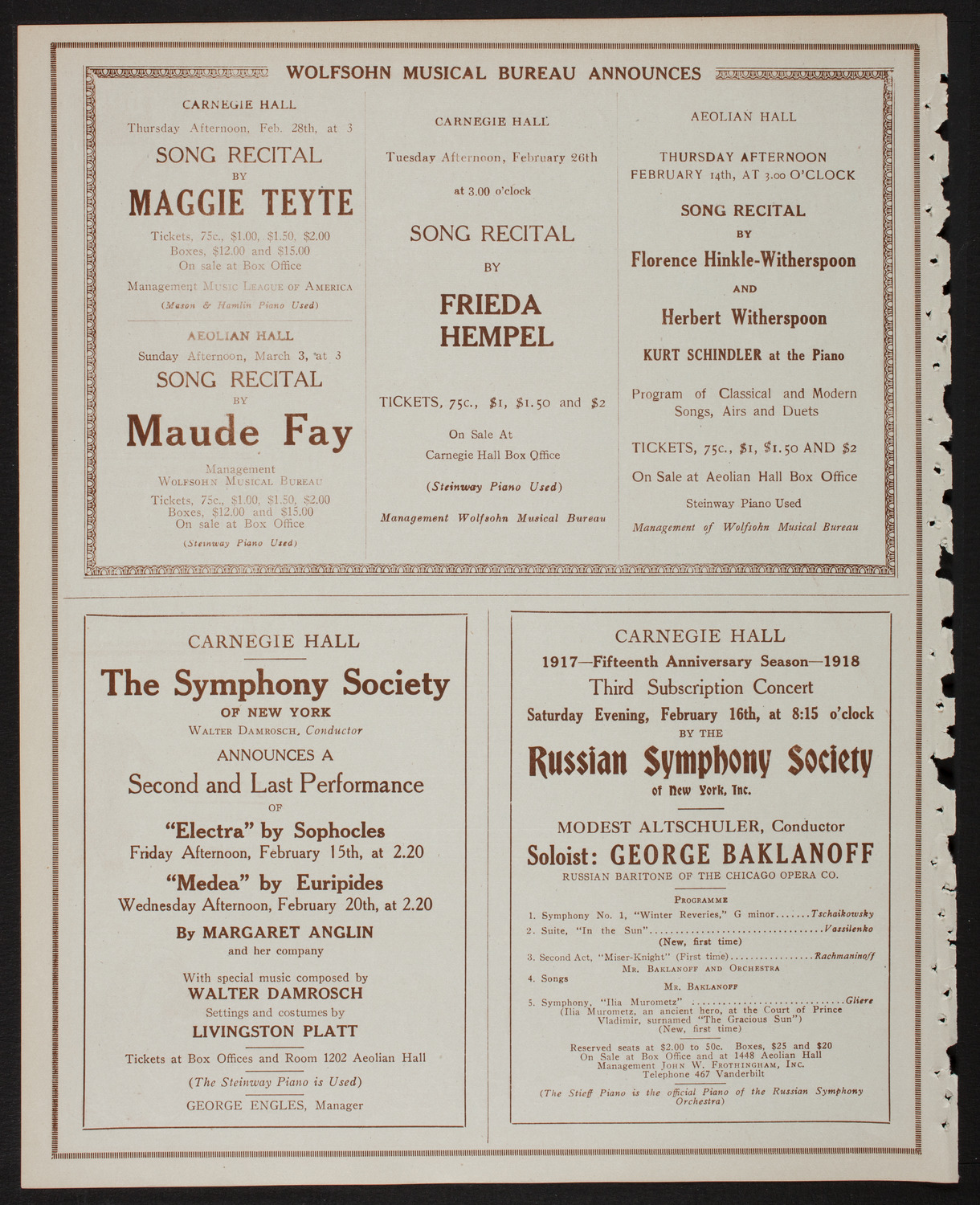 Alma Gluck, Soprano, February 9, 1918, program page 8