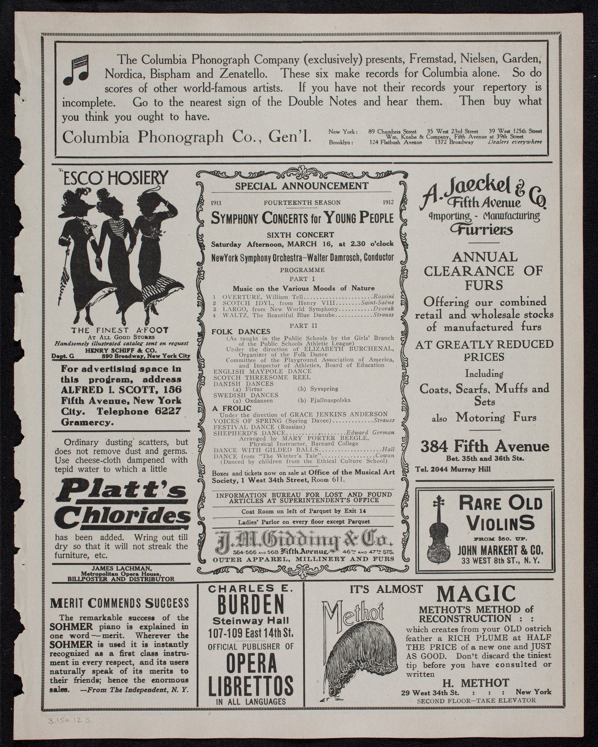 New York Philharmonic, March 15, 1912, program page 9