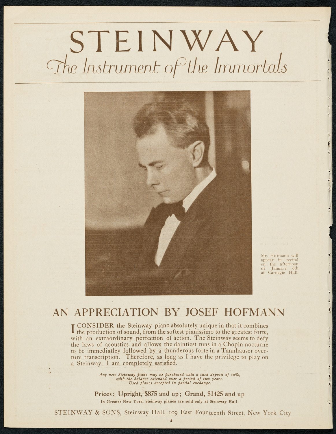 Fyodor Chaliapin, Tenor, December 30, 1923, program page 4