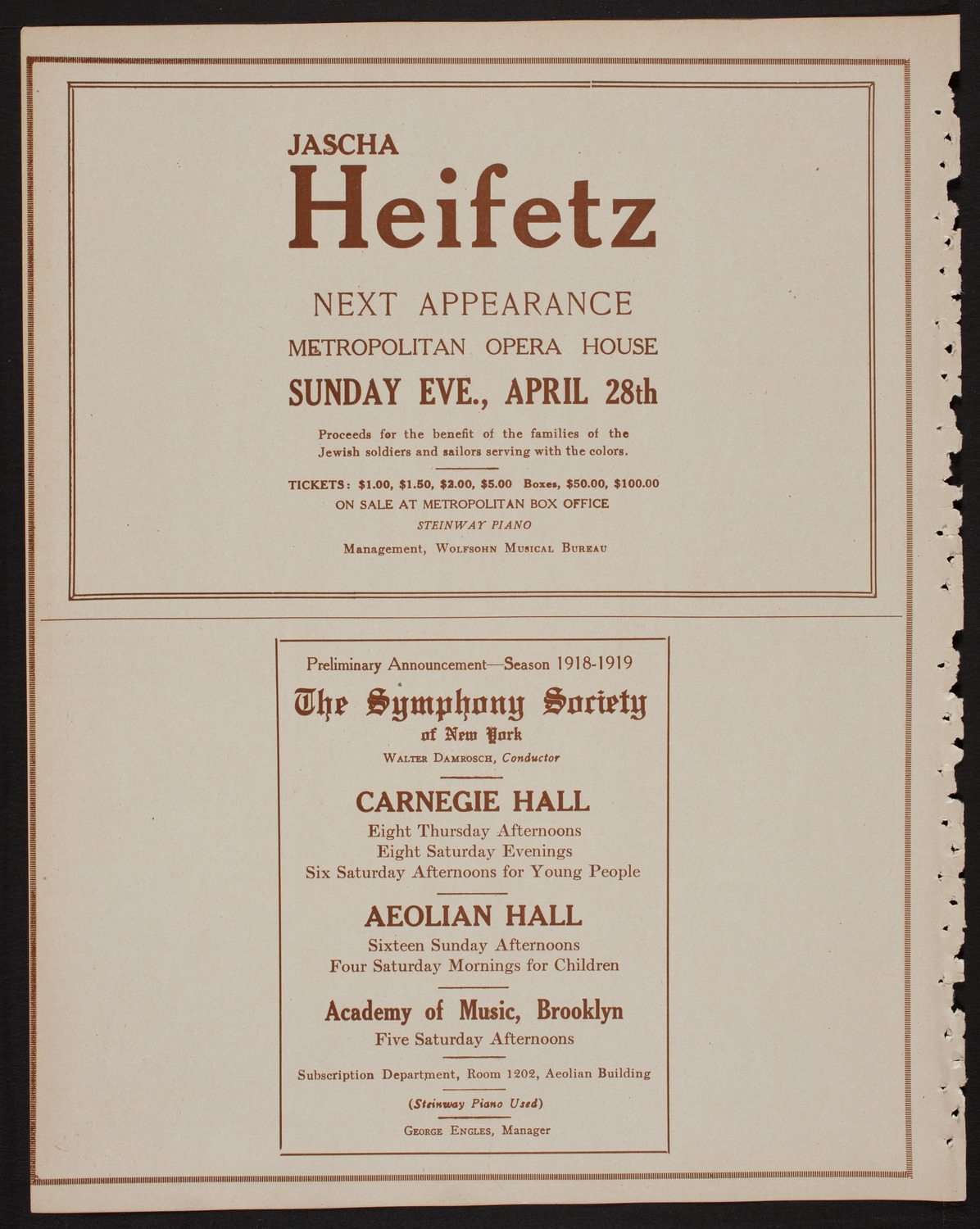 Toscha Seidel, Violin, April 14, 1918, program page 8