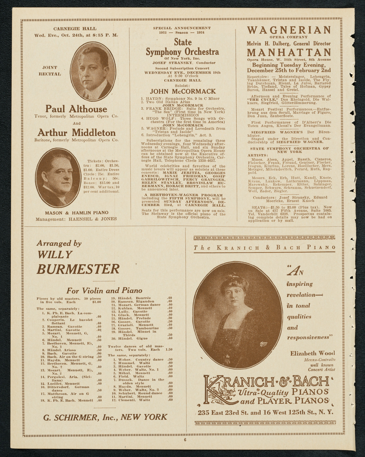 Philadelphia Orchestra, October 16, 1923, program page 6