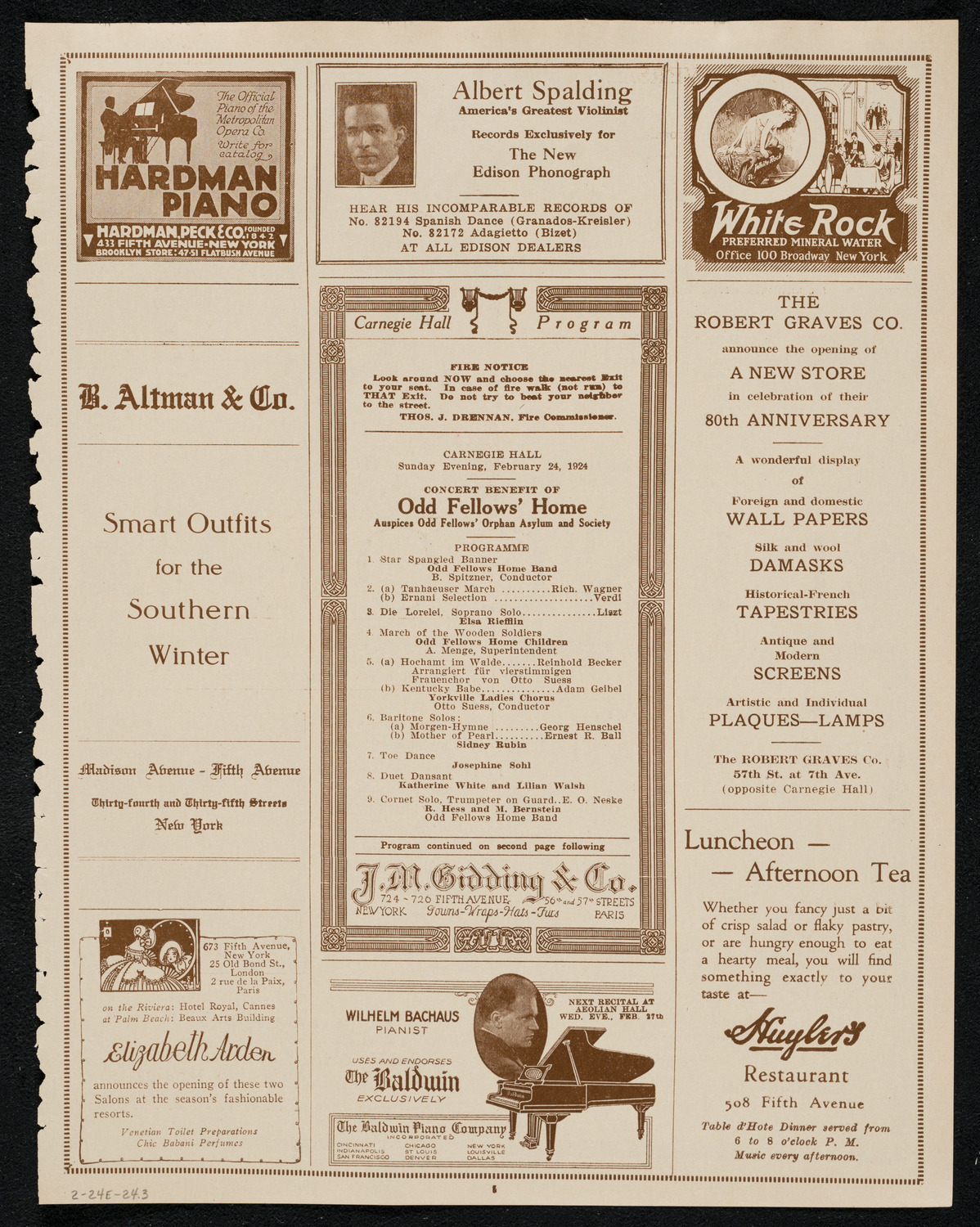 Benefit: Odd Fellows Home, February 24, 1924, program page 5