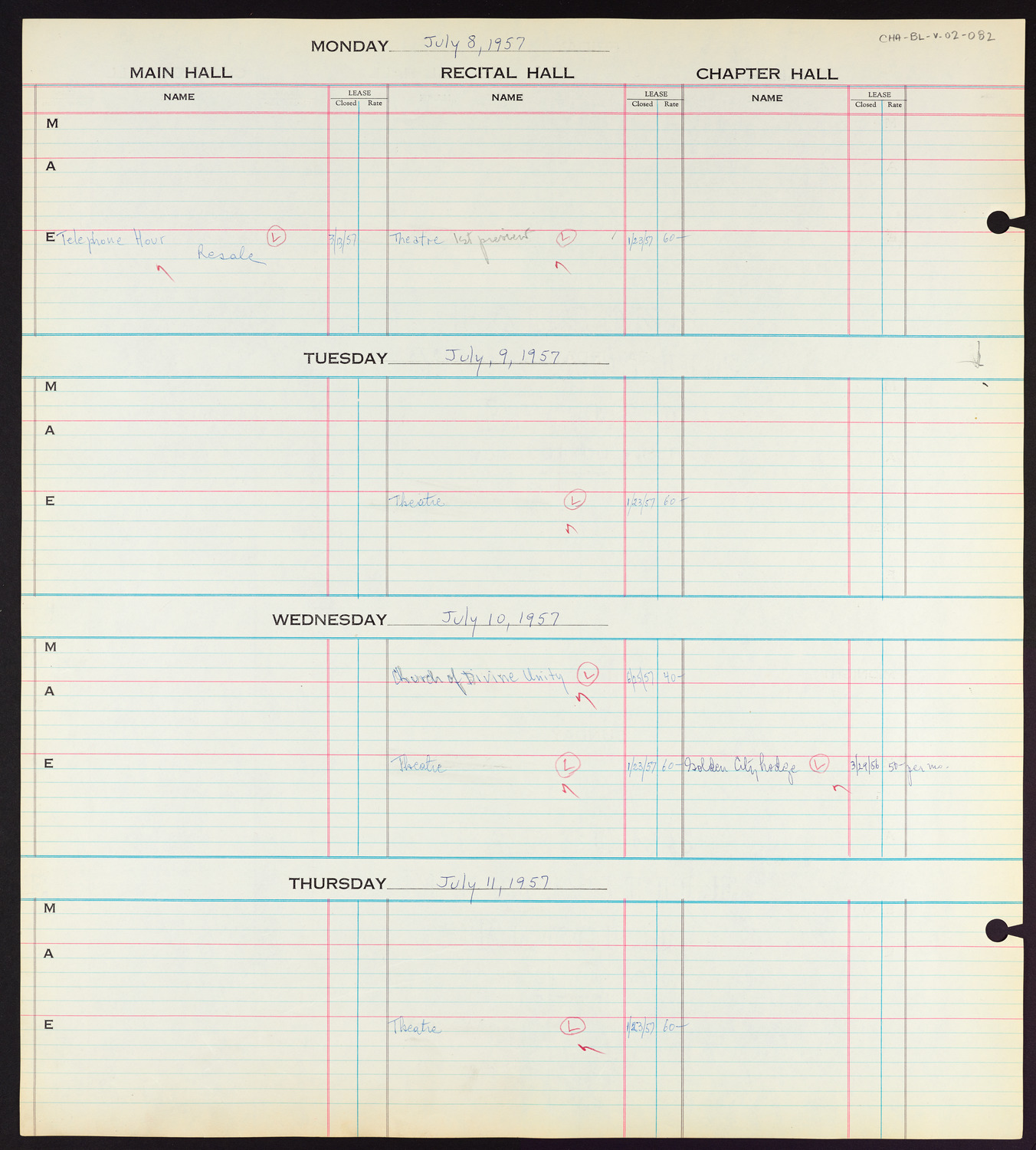 Carnegie Hall Booking Ledger, volume 2, page 82