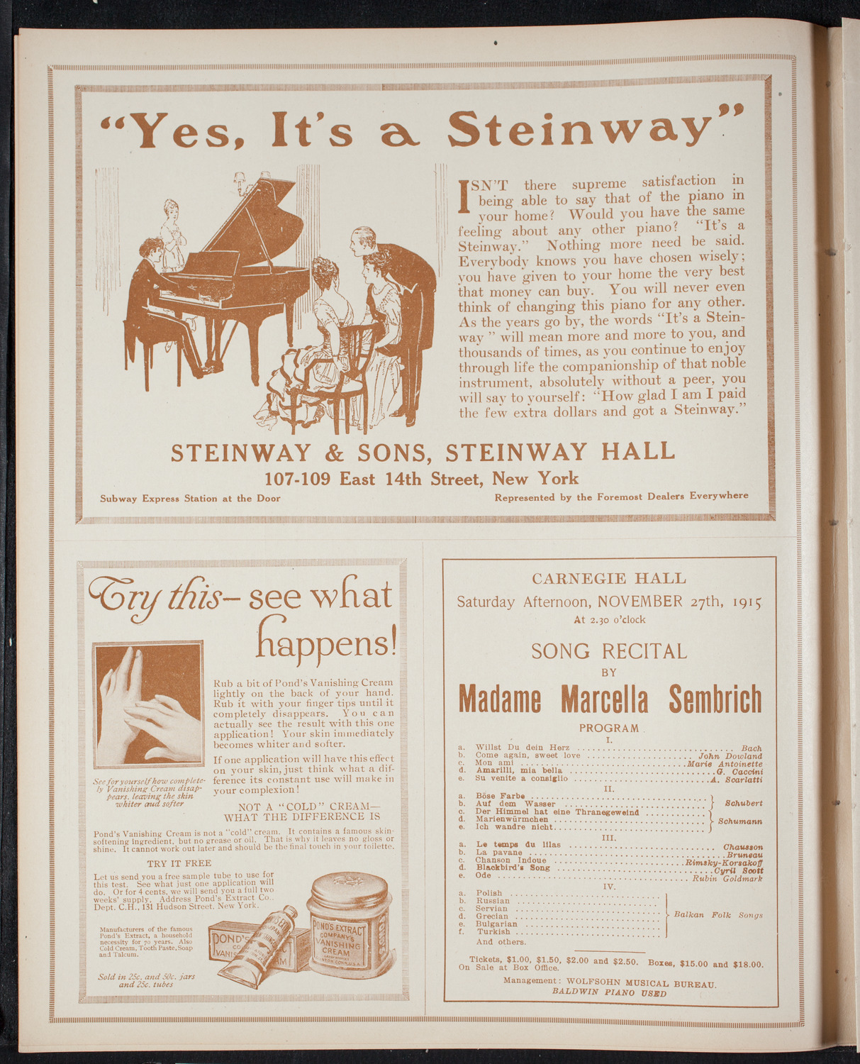 New York Philharmonic, November 11, 1915, program page 4